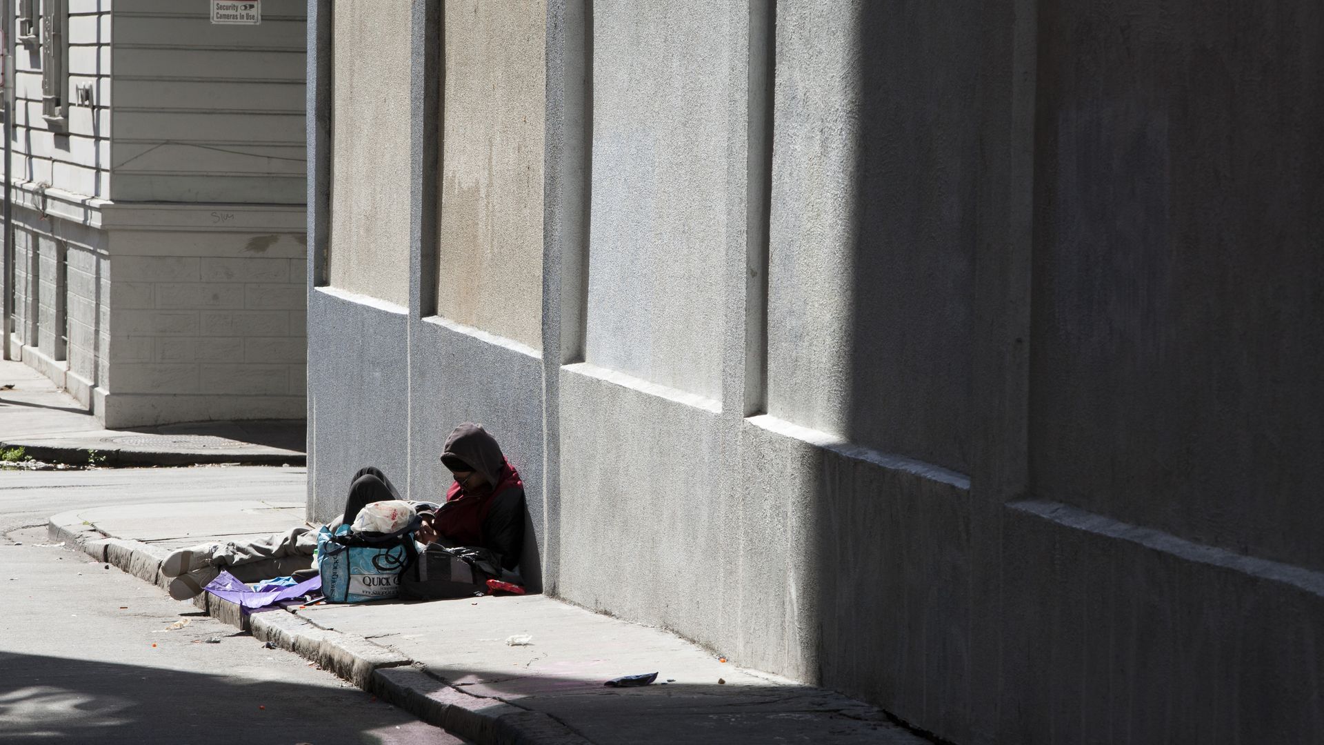 A homeless person on a San Francisco street