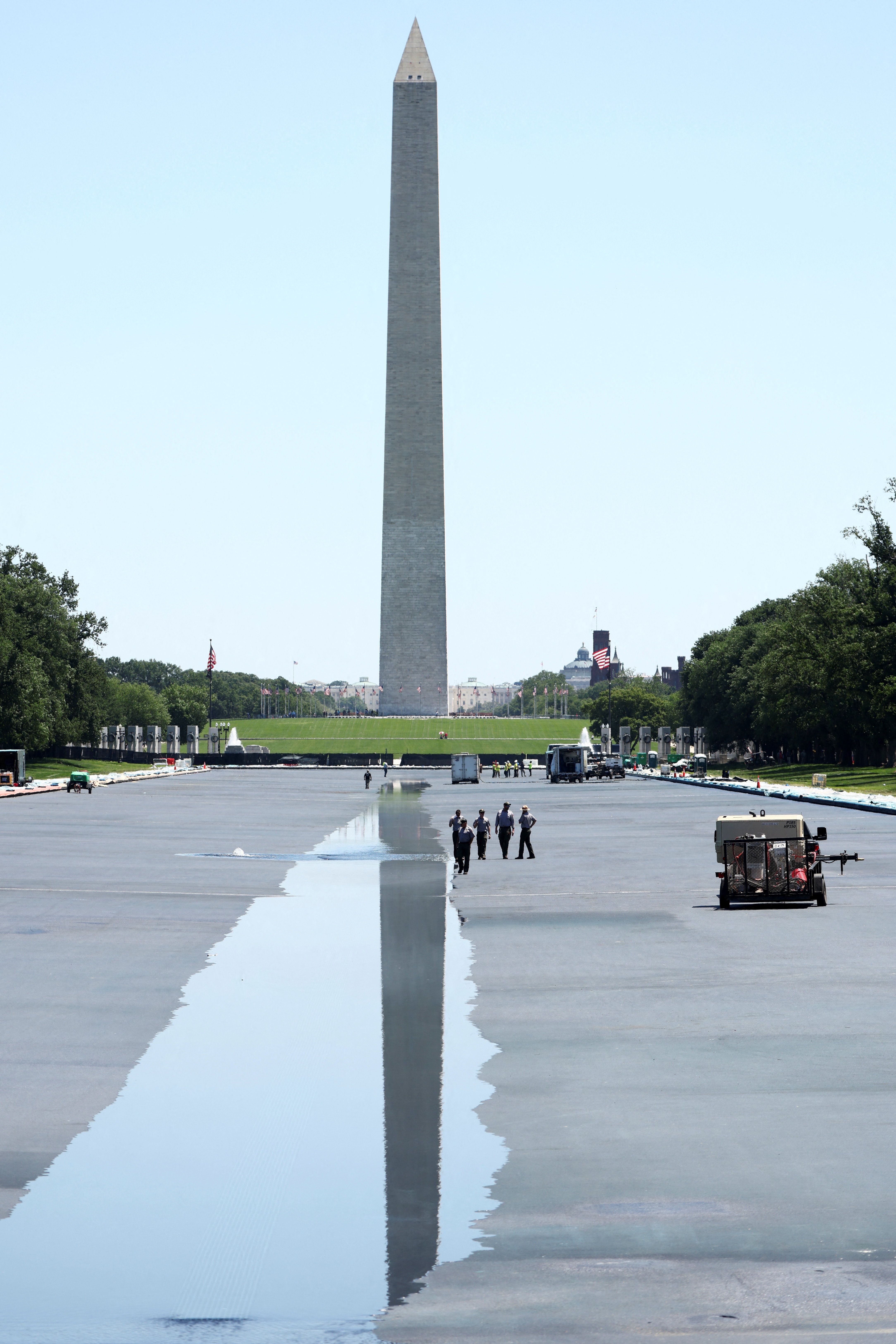 The drained Reflecting Pool in Washington, D.C.