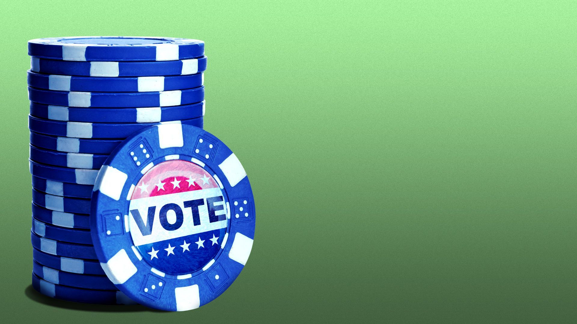Illustration of a stack of gambling chips with a "vote" button on the front
