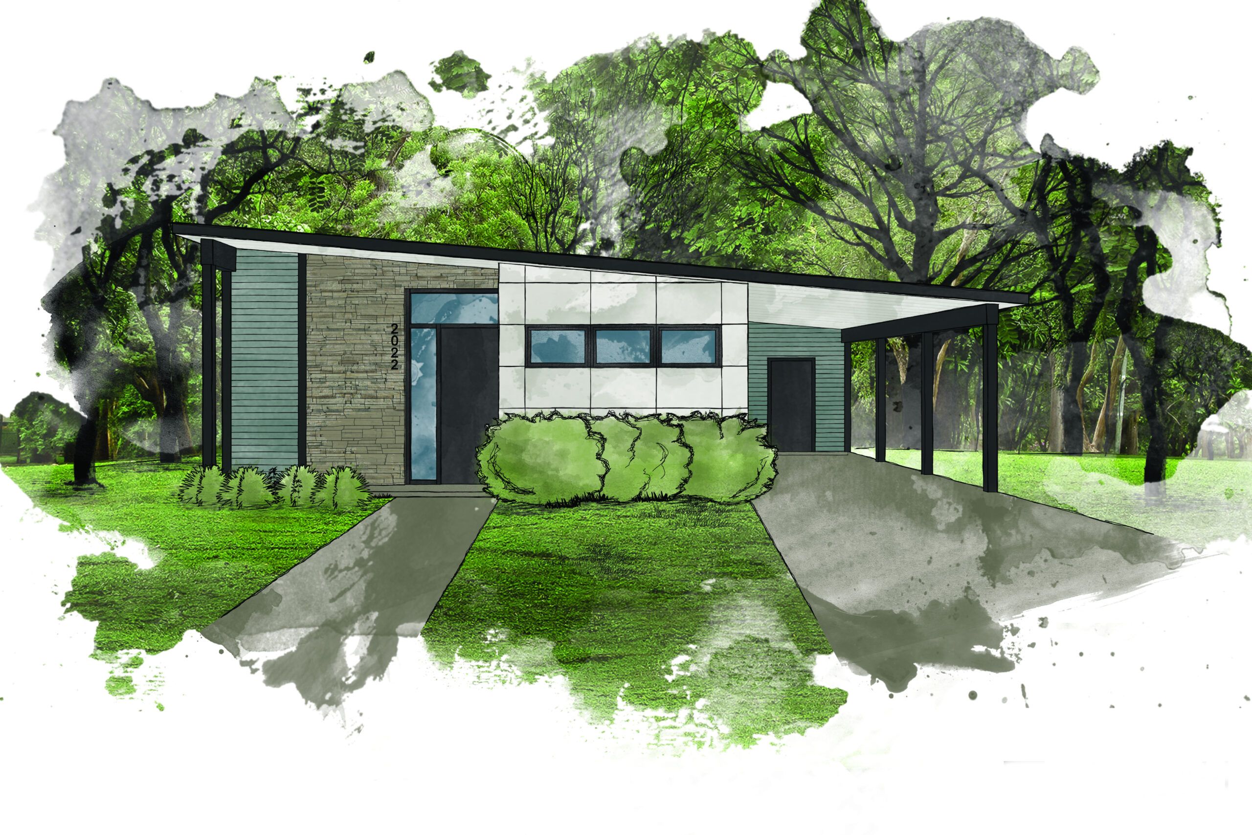 Image shows a house with a garage