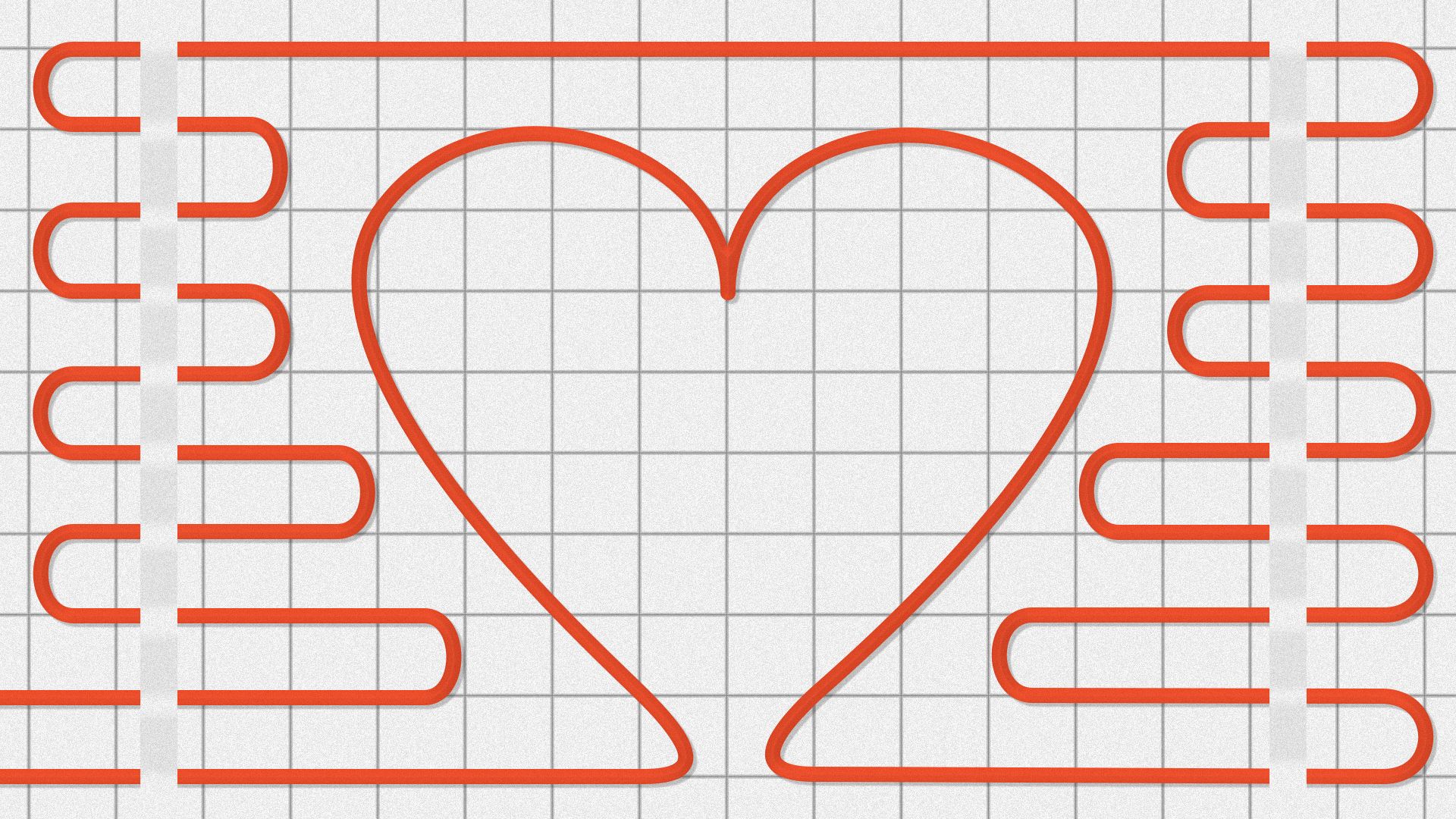 Illustration of geothermal pipes forming a heart.