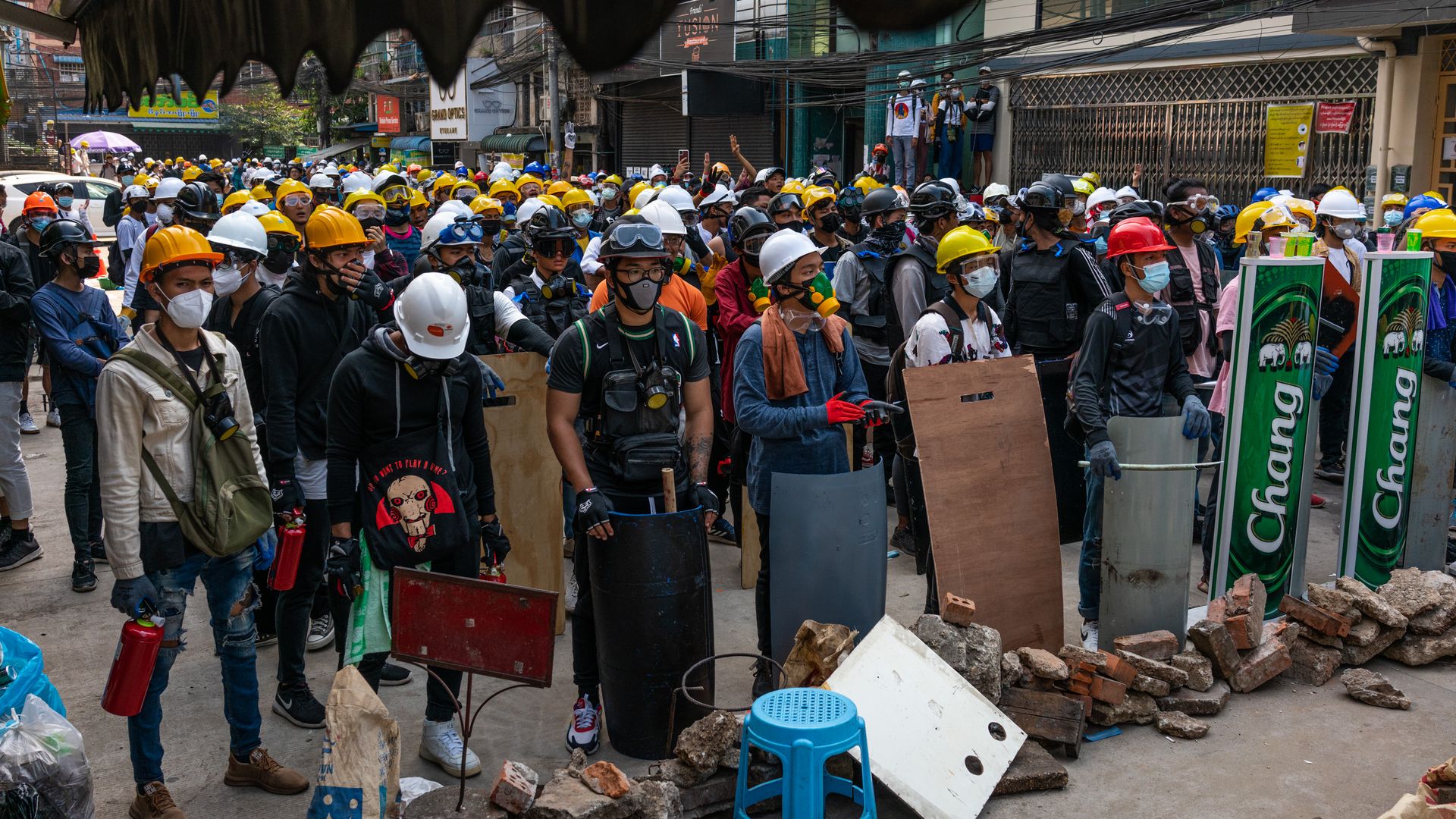 Anti-coup protesters gathered in Yangon, Myanmar, on March 3.