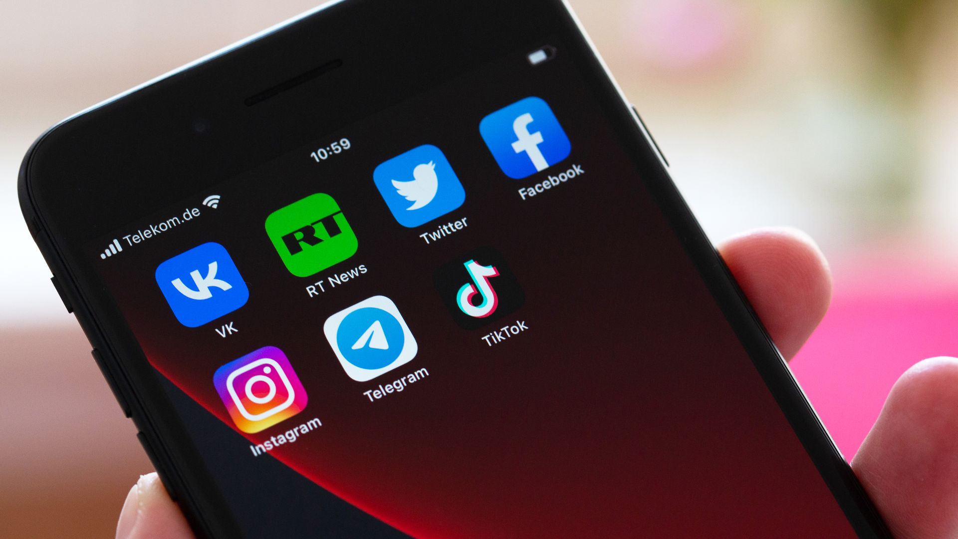 Social media apps on a smartphone.