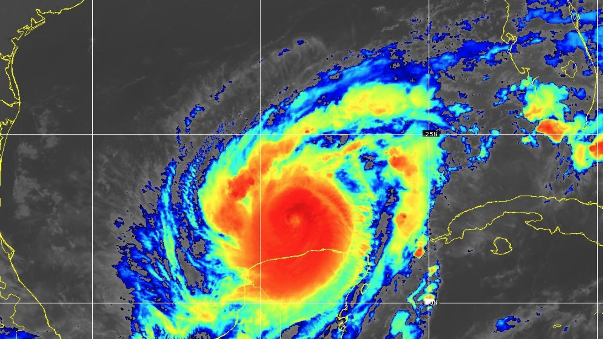 Satellite image of Hurricane Milton as a Category 4 storm on Tuesday.