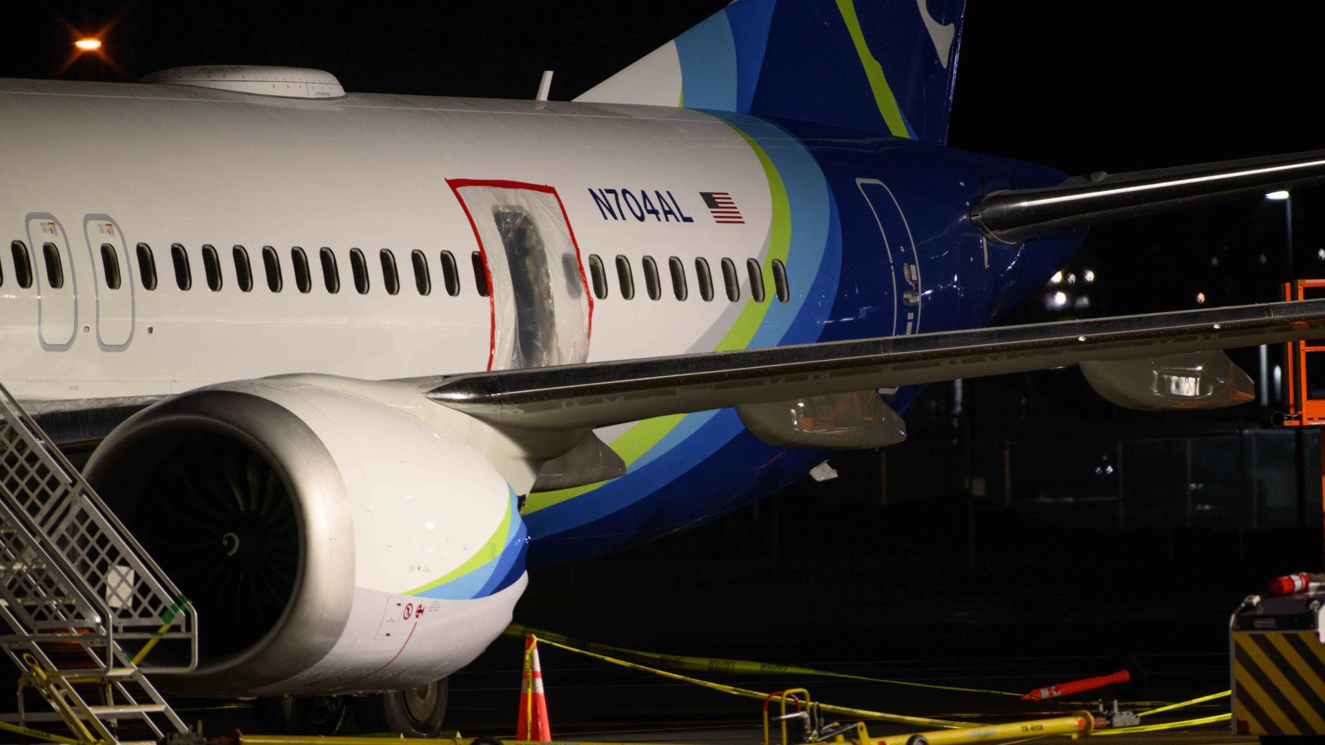 The Alaska Airlines Boeing 737 MAX 9 at Portland International Airport on Jan. 8.