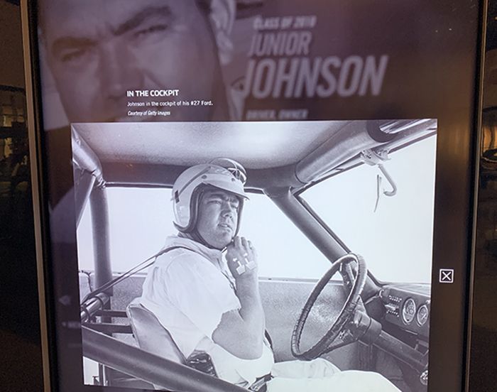 NASCAR Hall of Fame Junior Johnson display