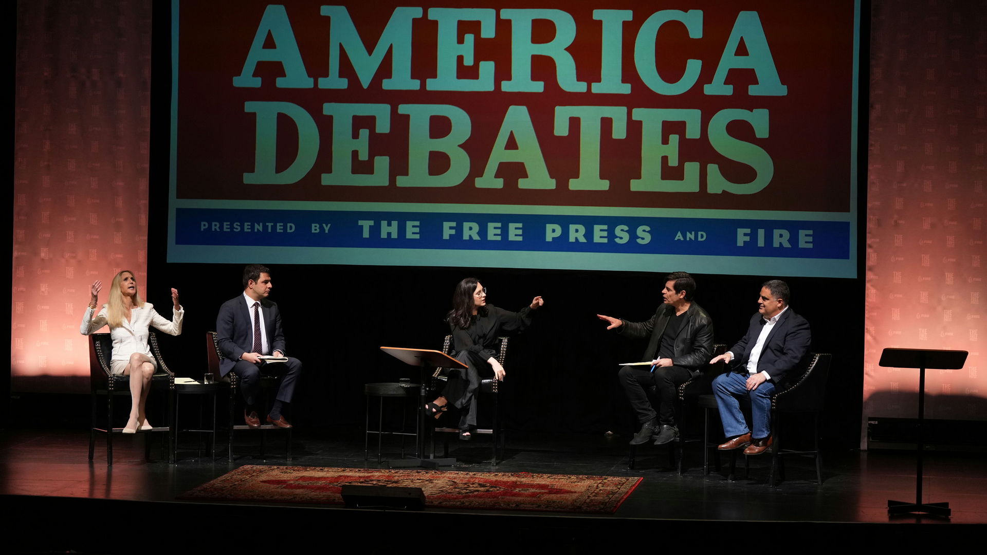 Here's a shot from the Dallas debate, Should the U.S. Shut Its Borders? (Jeffrey McWhorter for The Free Press)