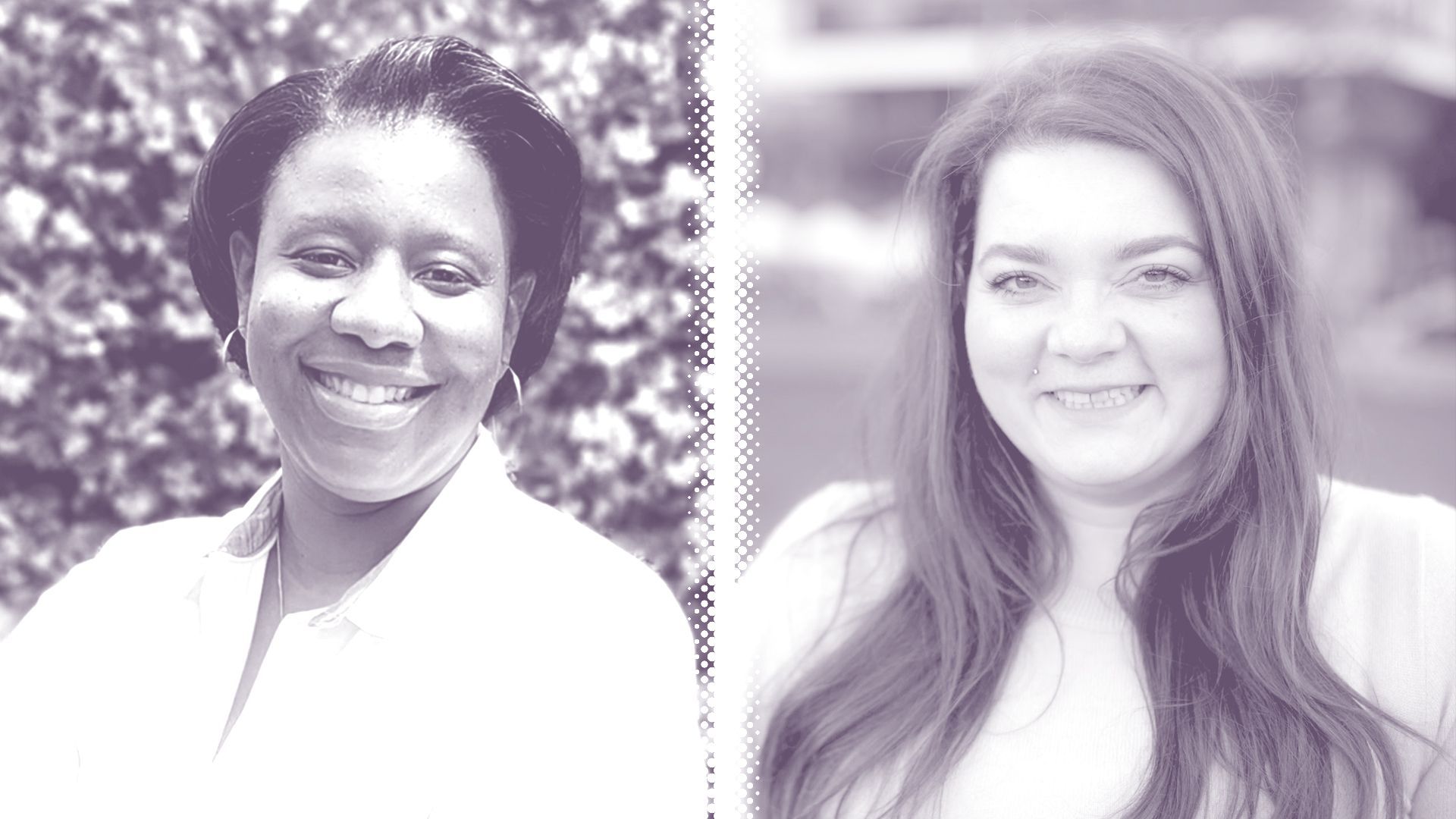 Photo illustration of Joy Hollingsworth and Alex Hudson.