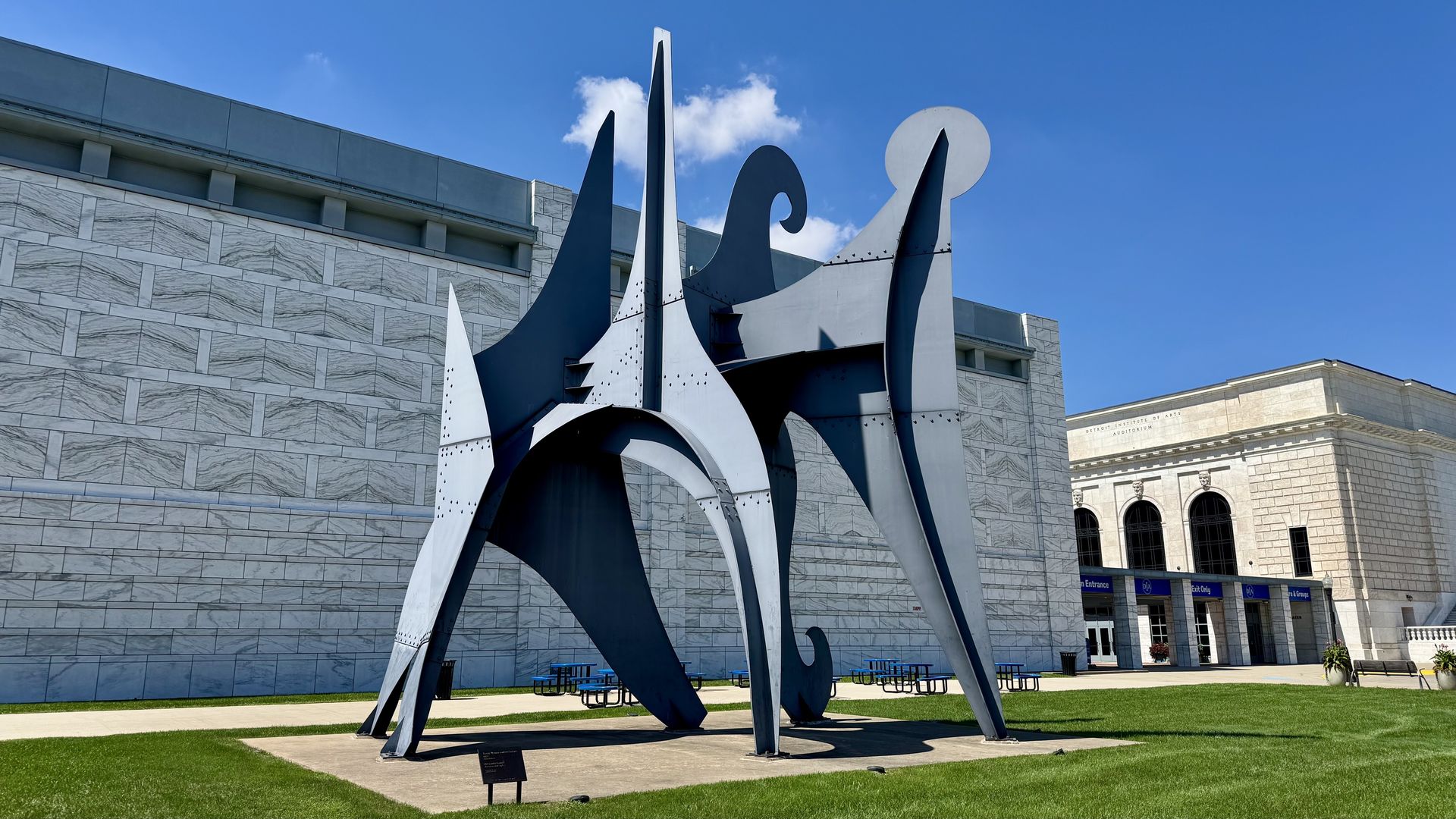 Alexander Calder's painted steel work "Young Woman and Her Suitors," from 1970. 
