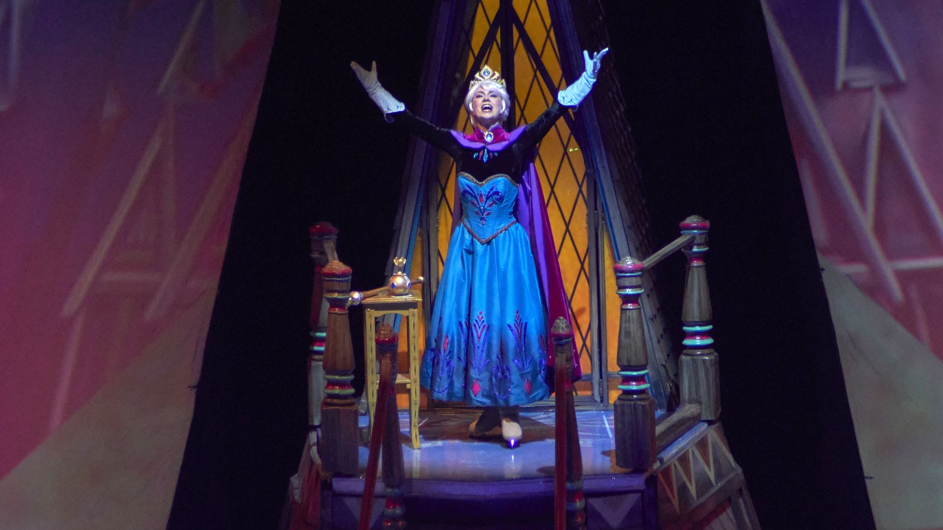 An ice skater performs as Elsa from the Disney movie "Frozen" during Disney on Ice