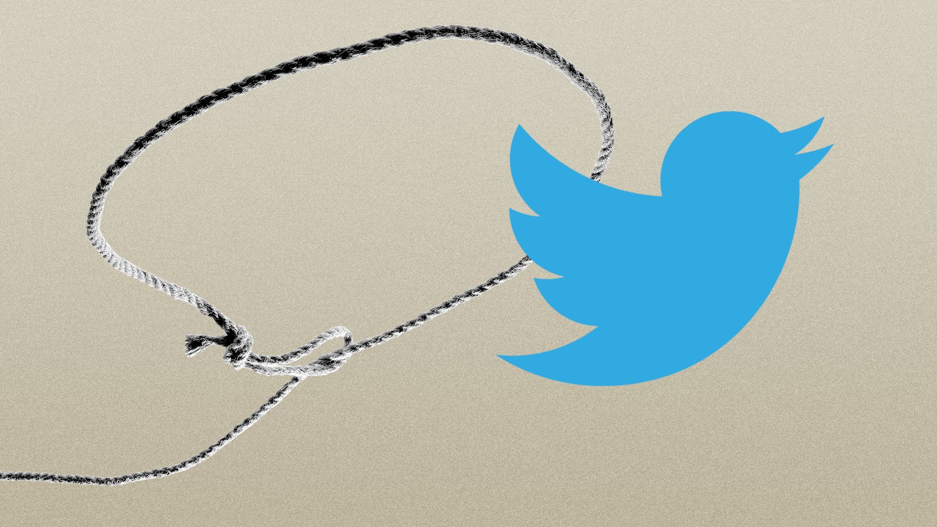 Illustration of the Twitter logo about to be caught in a lasso.