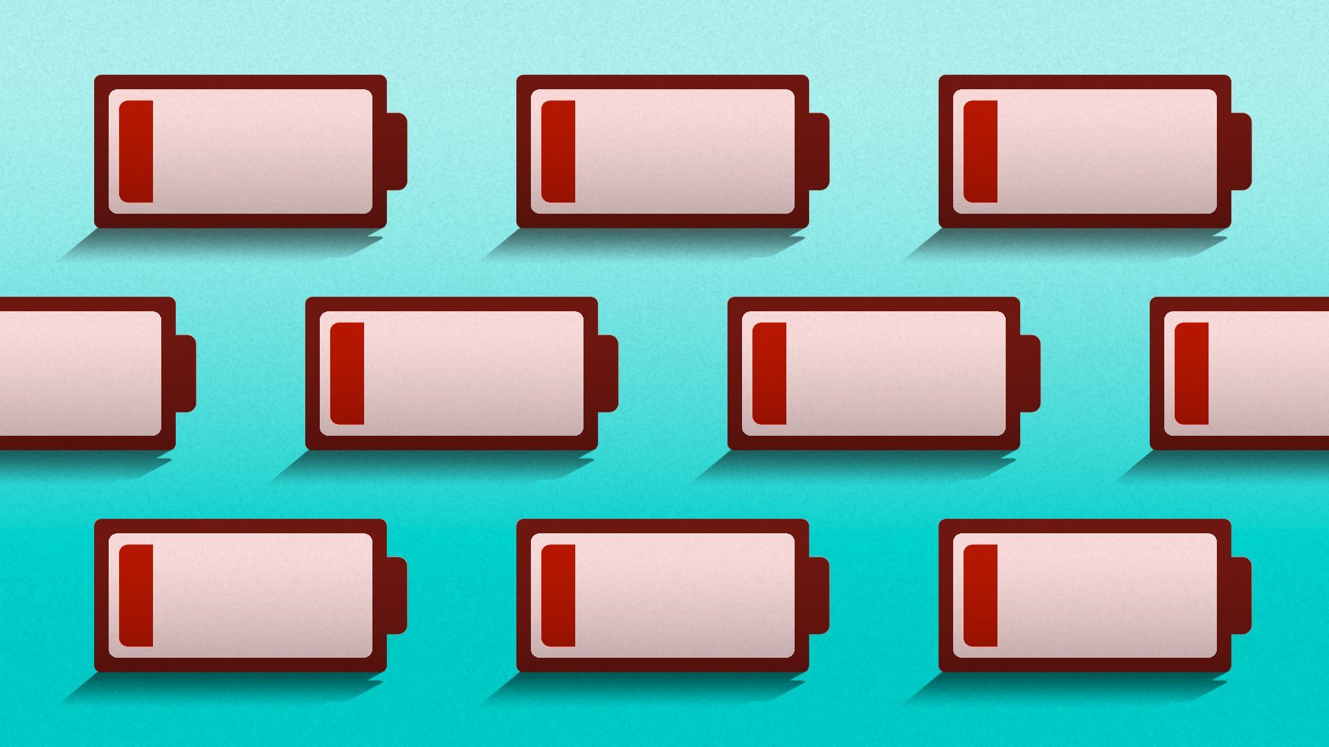 Rows of low battery symbols