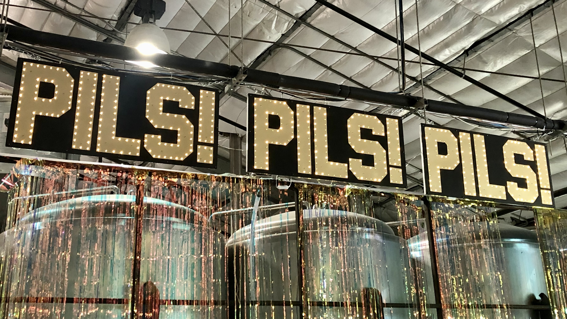 A sign inside Austin Beer Garden Brewery. Photo: John Frank/Axios