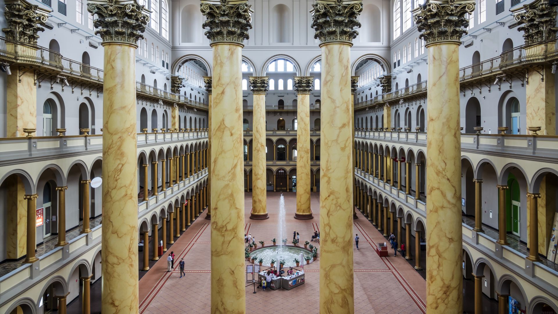 A photo showing the interior of the National Building Museum in Washington, D.C.