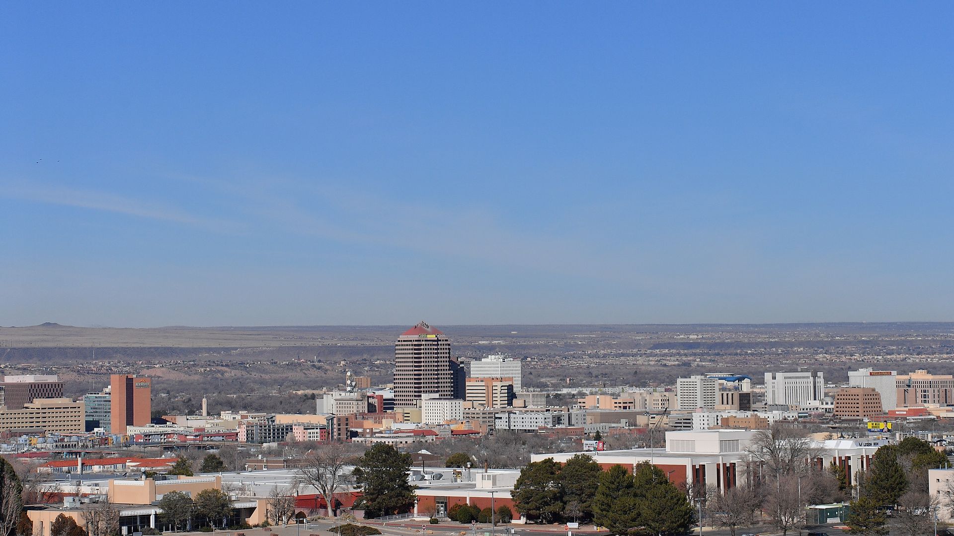 Downtown Albuquerque is seen before the New Mexico Bowl game between the Central Michigan Chippewas and the San Diego State Aztecs at Dreamstyle Stadium on December 21, 2019