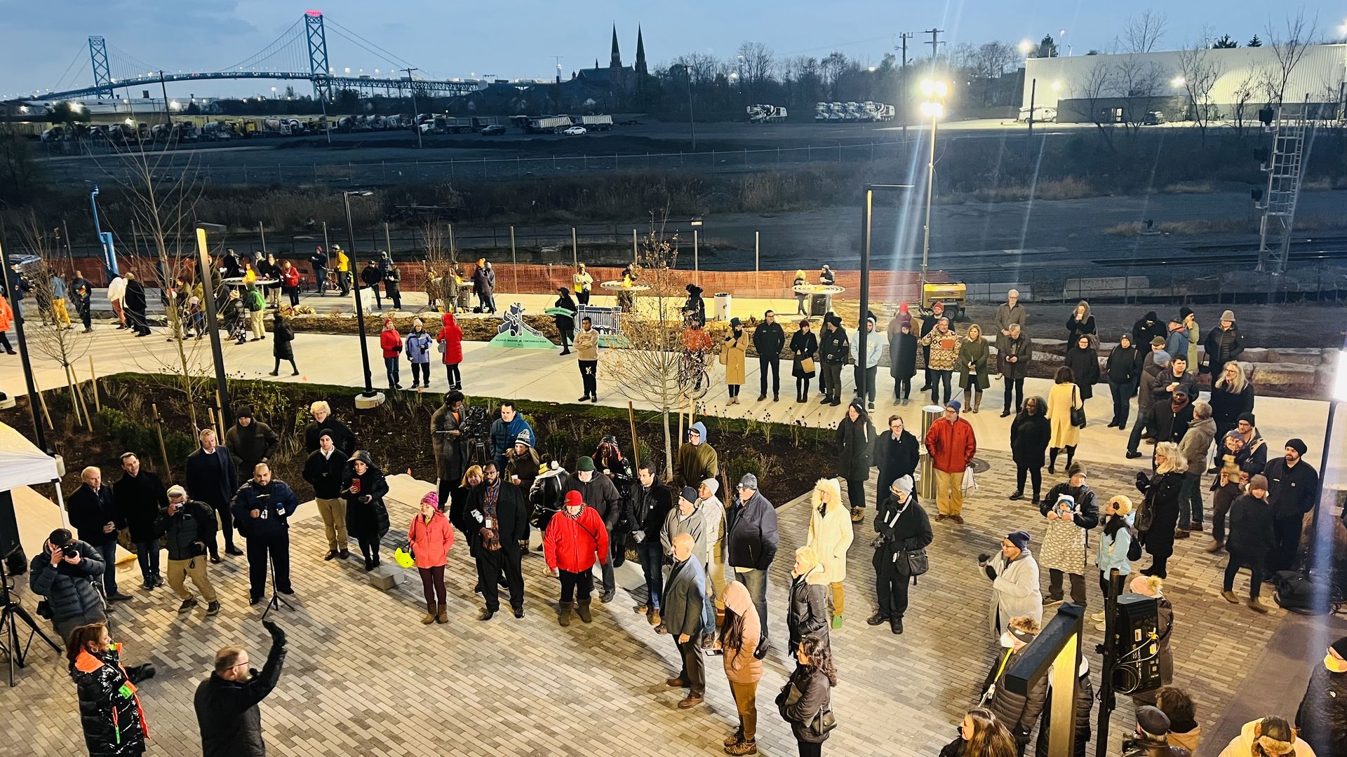 Residents gather at a preview of the Southwest Greenway.