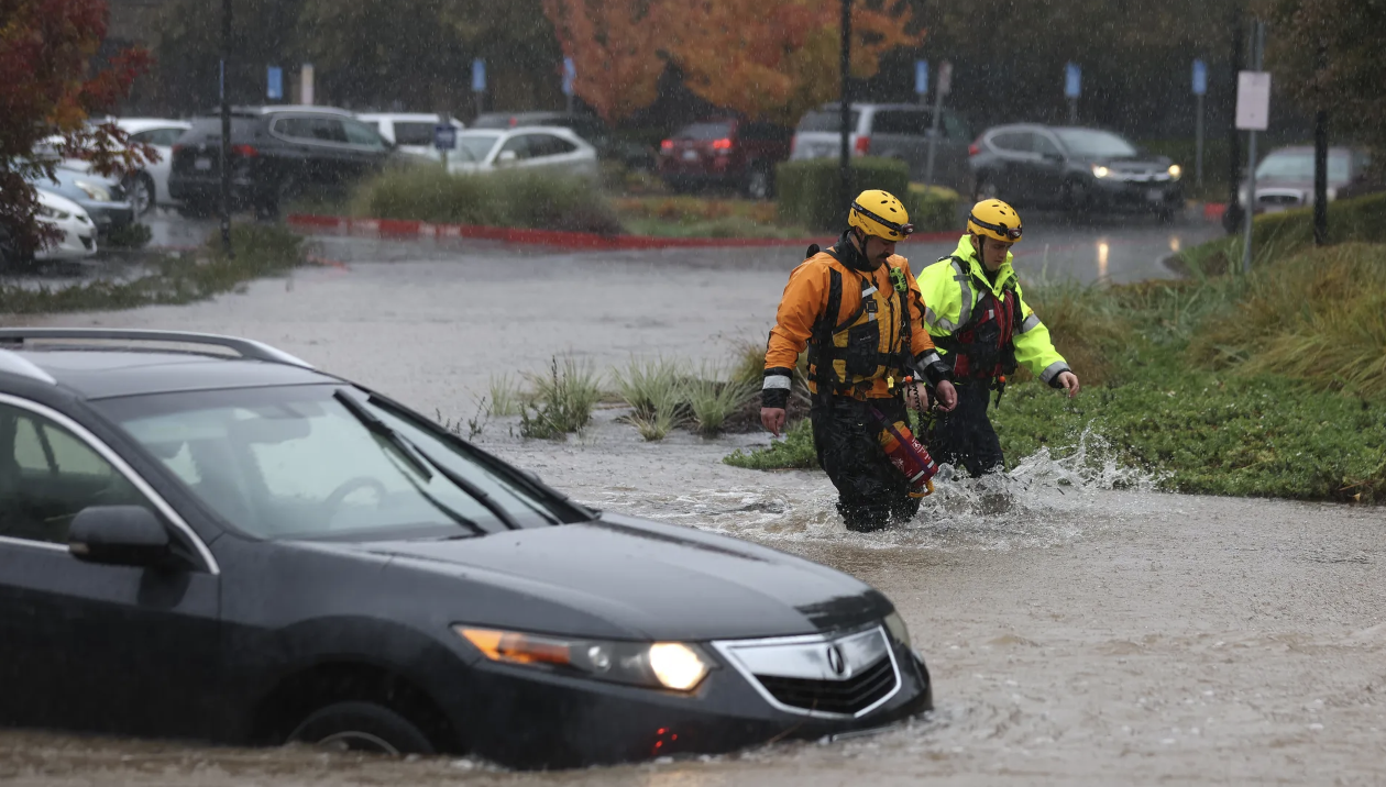 The scene in Santa Rosa, California, on Thursday, Nov. 21. The City of Santa Rosa Fire Department reports "ponding and flooding of roadways in multiple locations" in the city and is urging people to avoid unnecessary travel during this time.