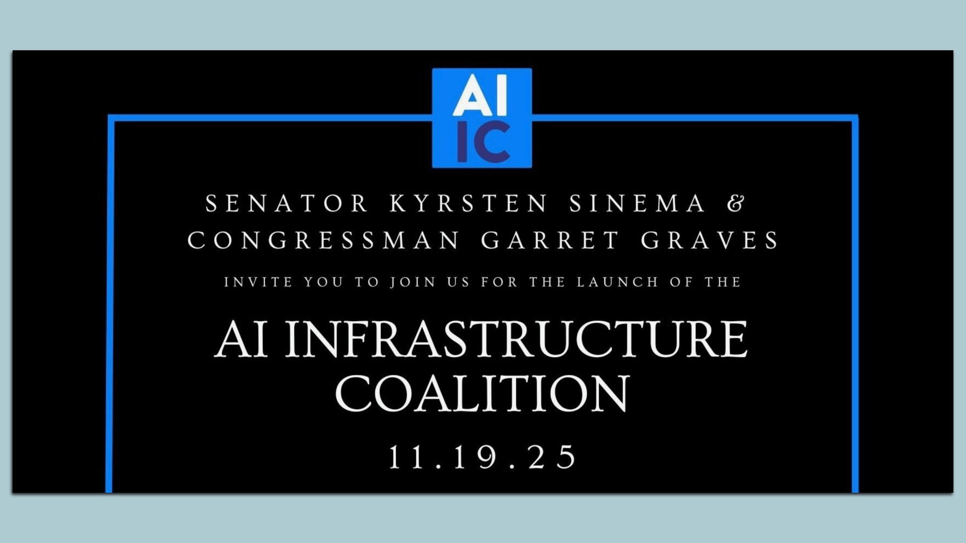 Invitation to Wednesday evening event. Image: AI Infrastructure Coalition