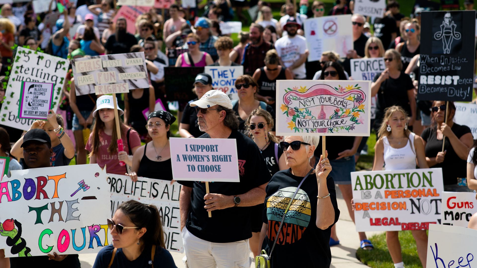 Picture of abortion rights supporters in a protest