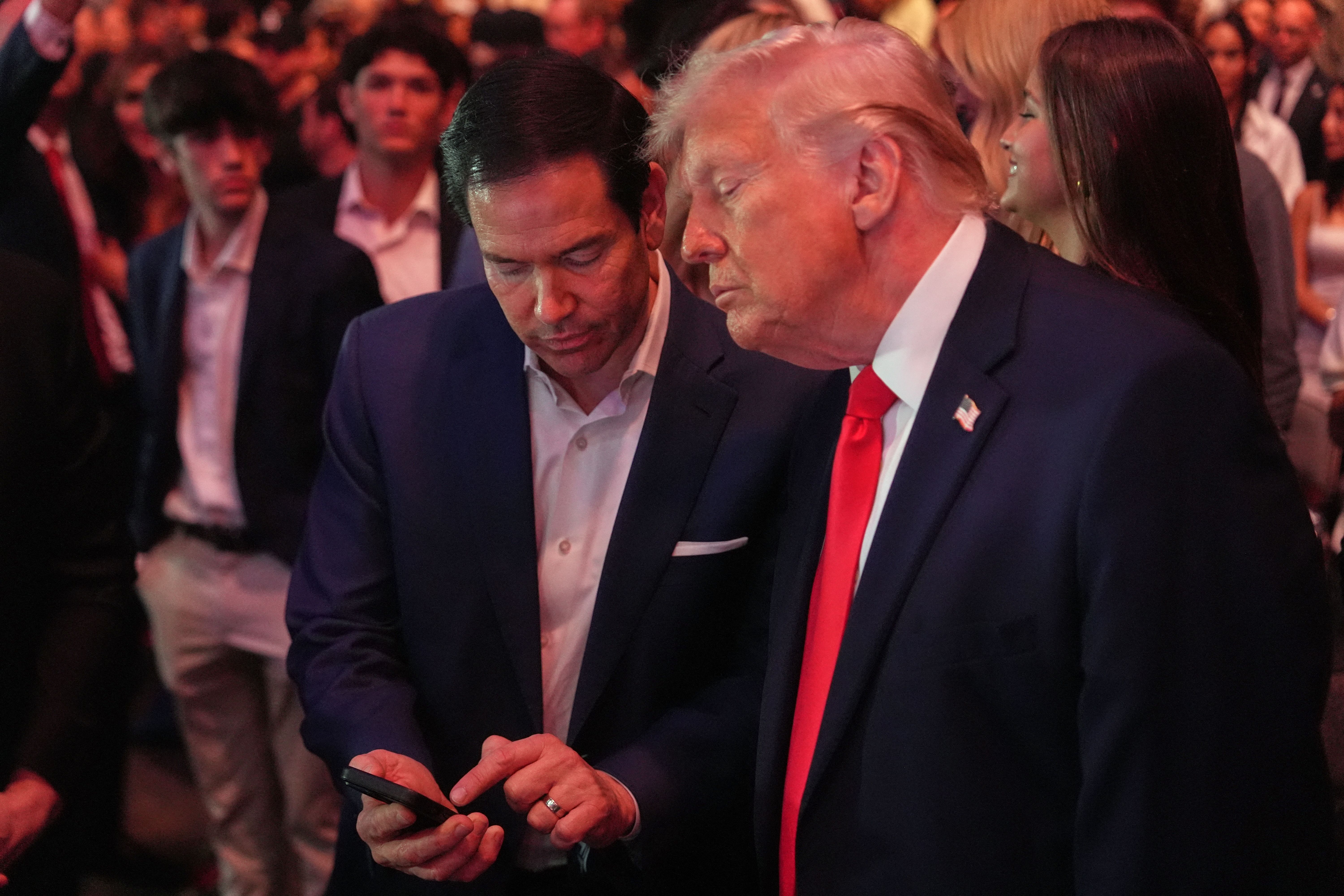 President Trump with Secretary of State Marco Rubio last night in Miami