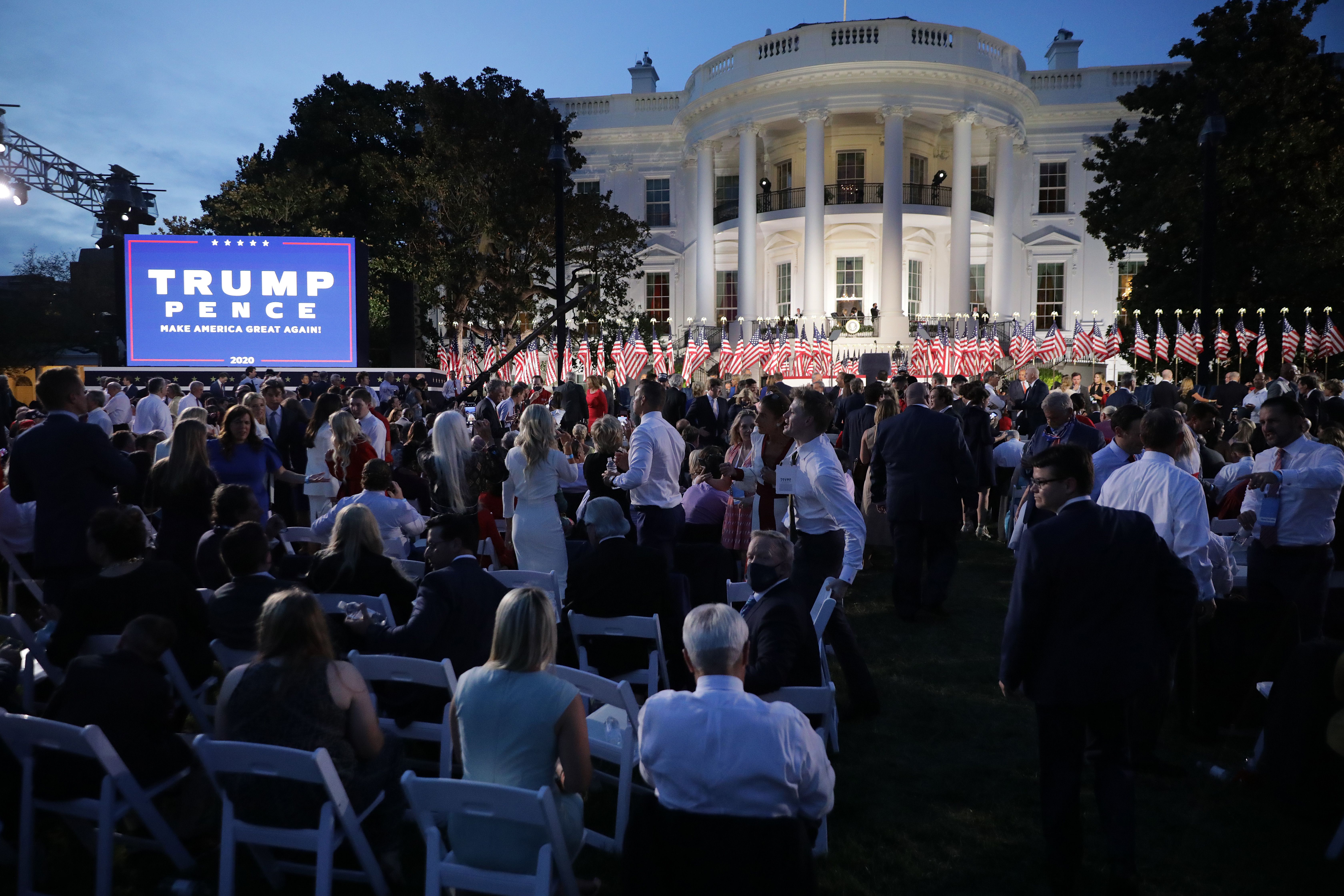 Guests gathered on the South Lawn of the White House for Trump's speech.