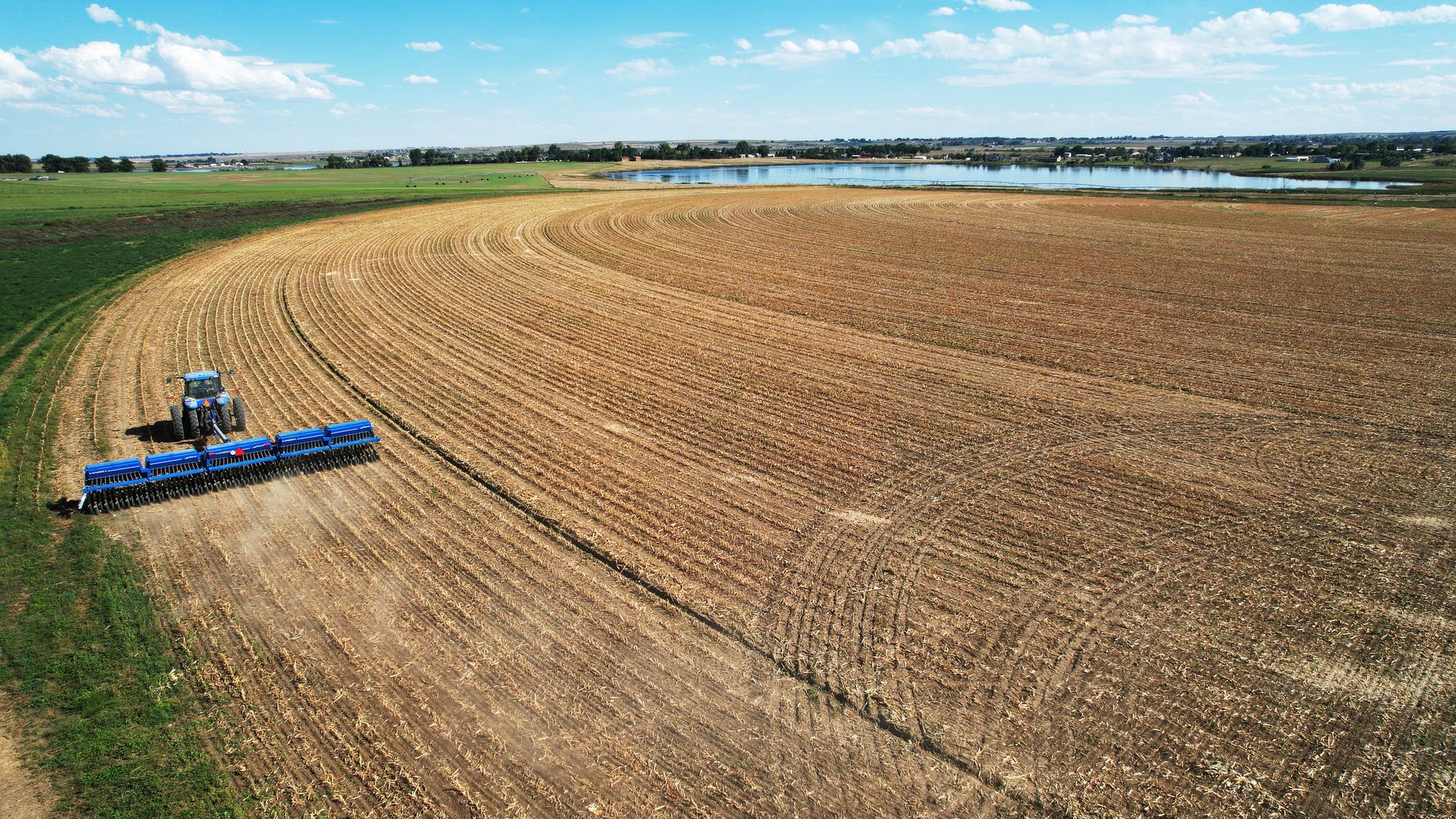 Farmer Todd Olander and his team are planting a winter grain called Lightning on about 20 acres of farmland in Berthoud. Photo: Hyoung Chang/The Denver Post