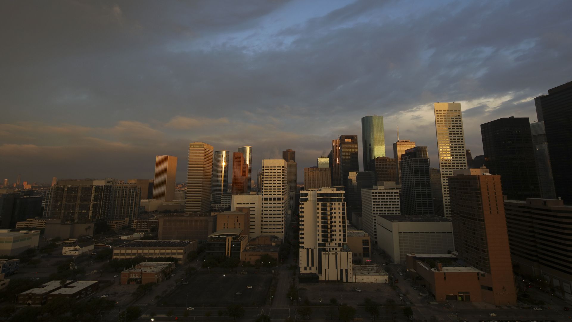 The Houston skyline in March 2022.