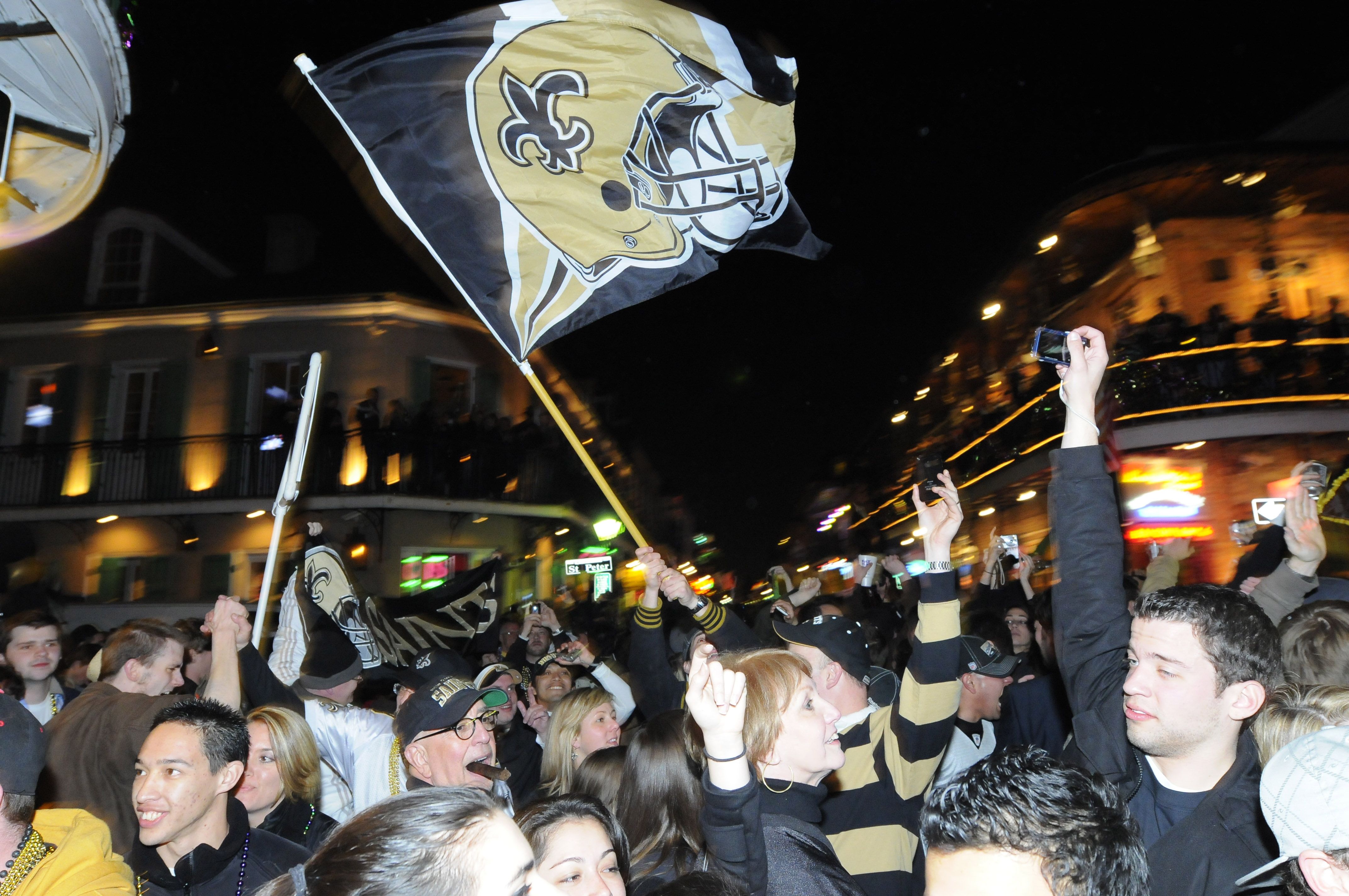 Saints fans celebrating
