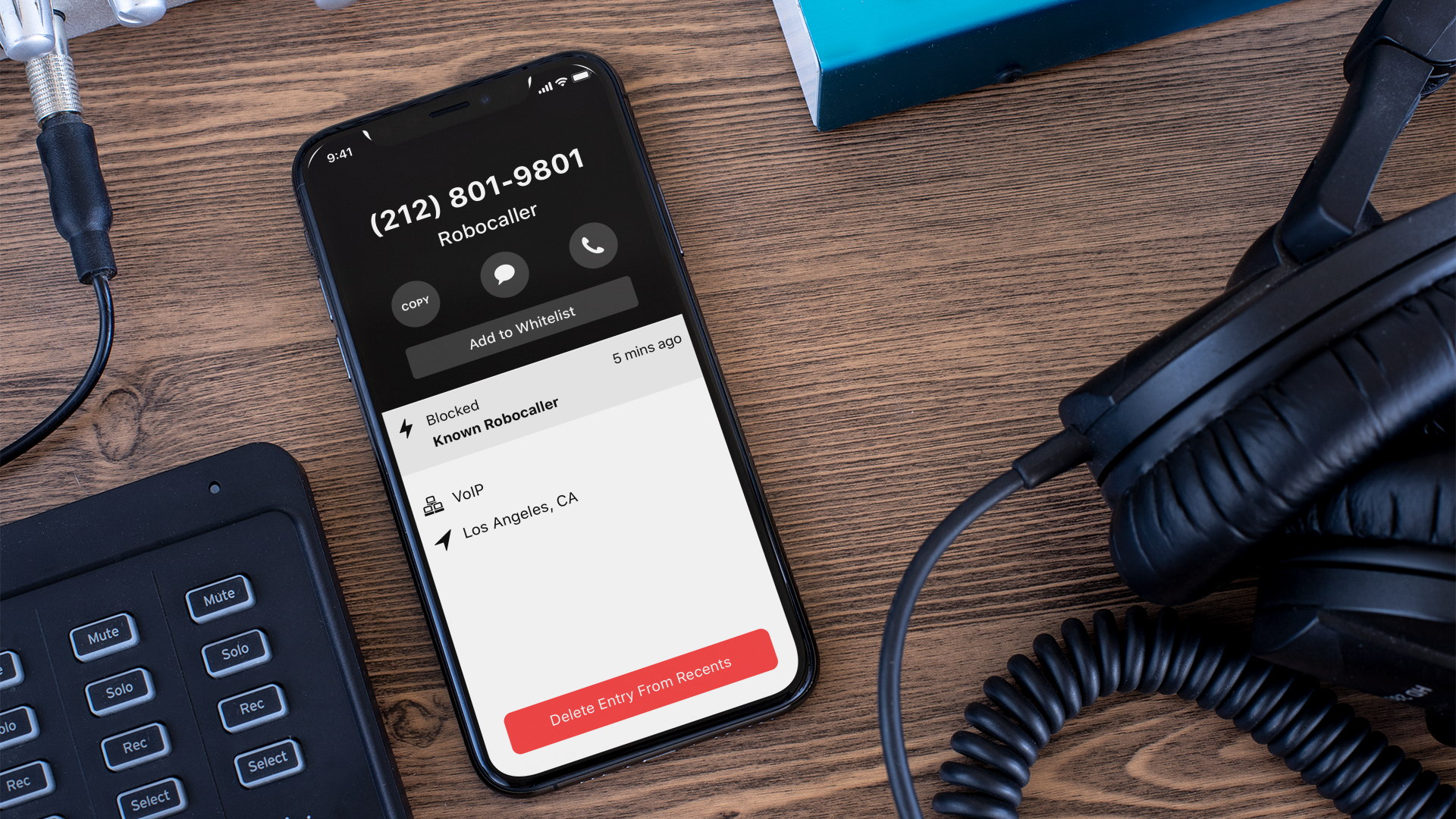 An iPhone running Firewall, an app for blocking robocalls