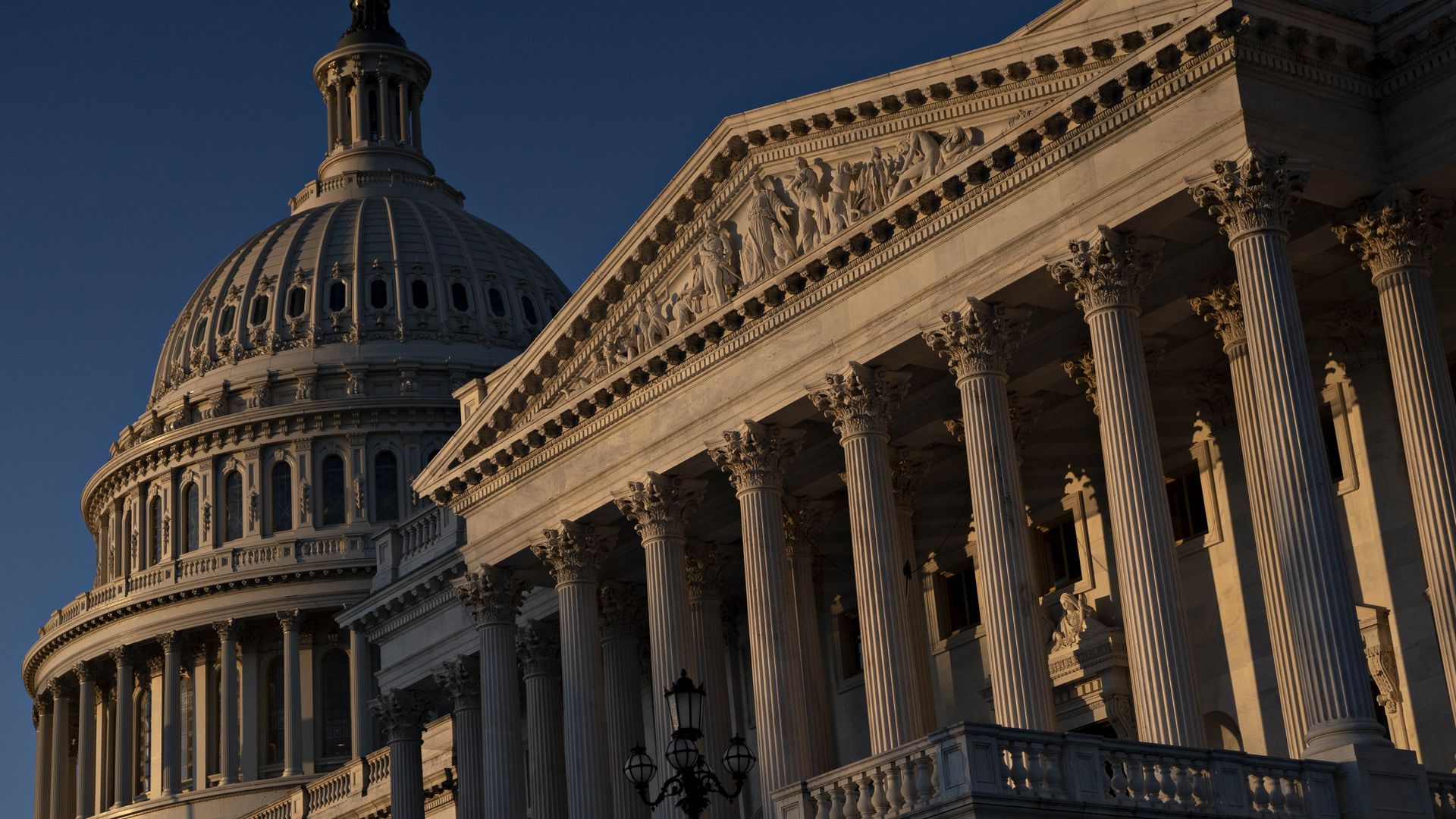The Senate wing of the U.S. Capitol stands in Washington, D.C., U.S., on Tuesday, Jan. 21, 202