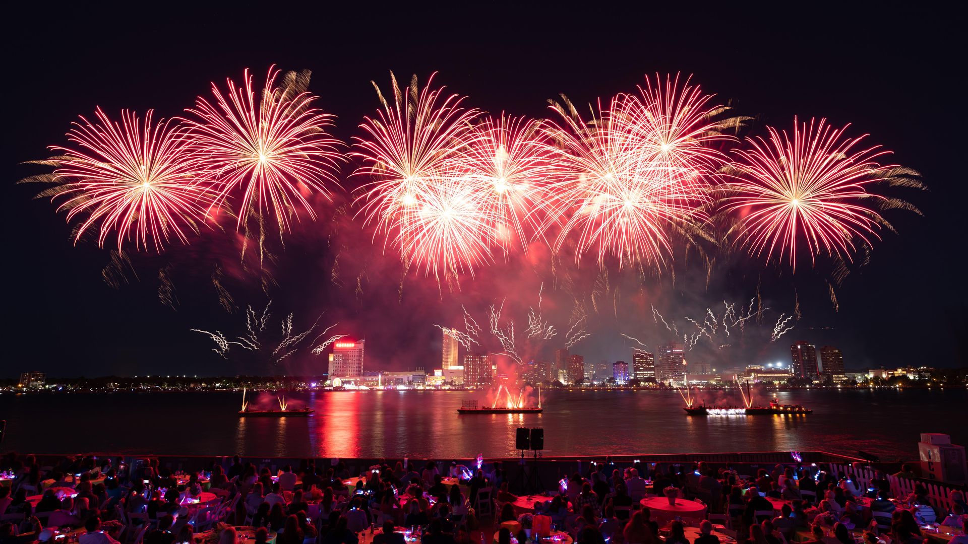 Fireworks above the detroit river