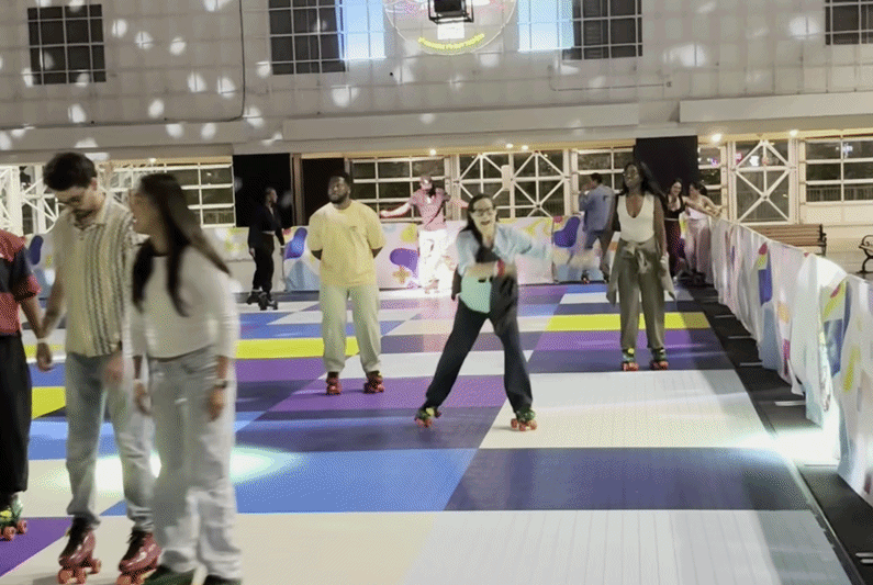 Woman rollerskating
