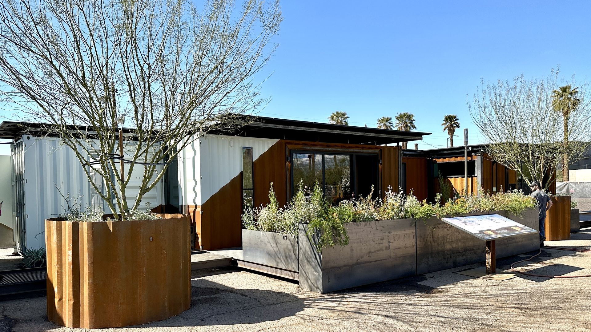 A shipping container home. 