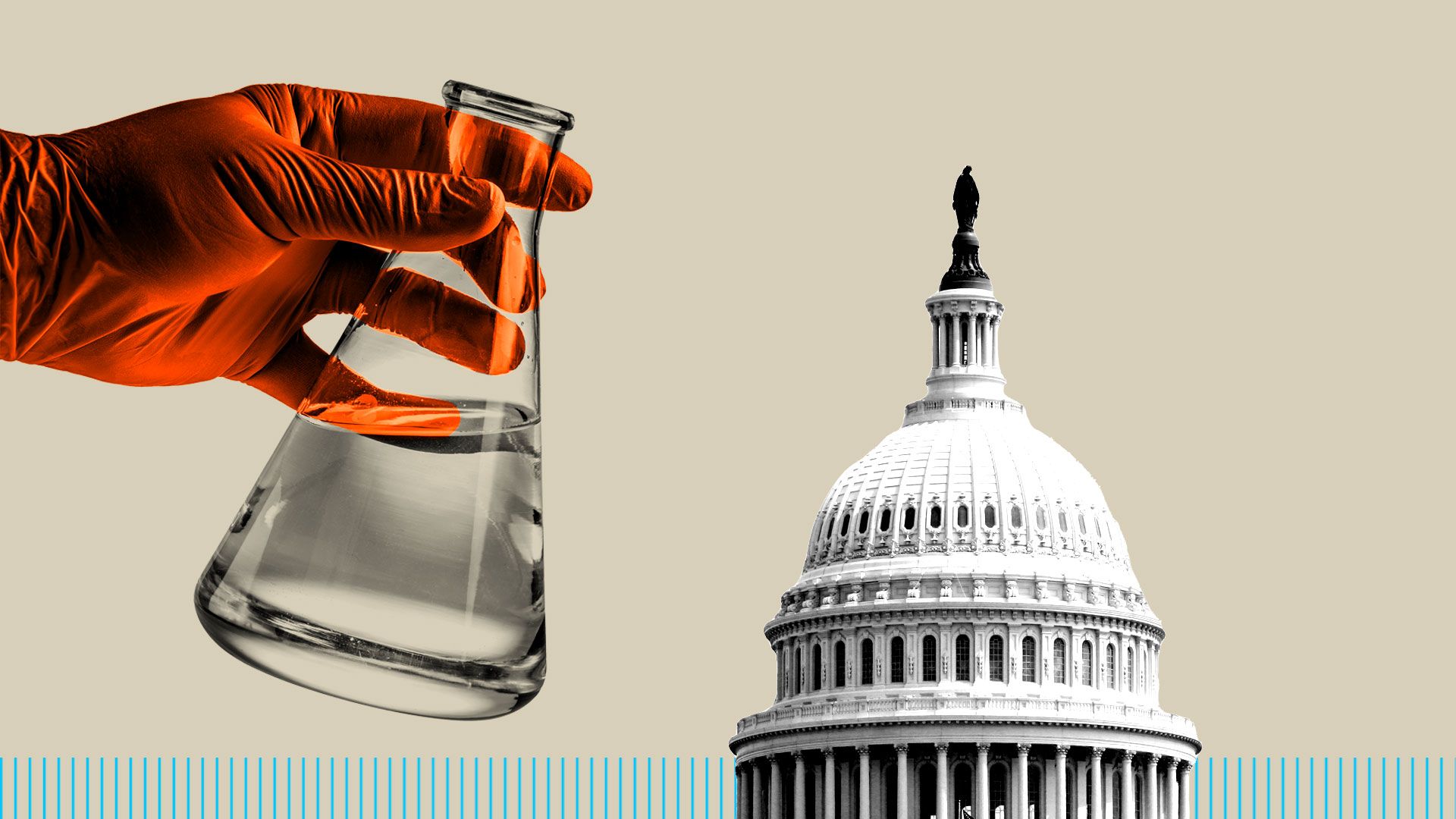 Illustration of Capitol Hill and beaker