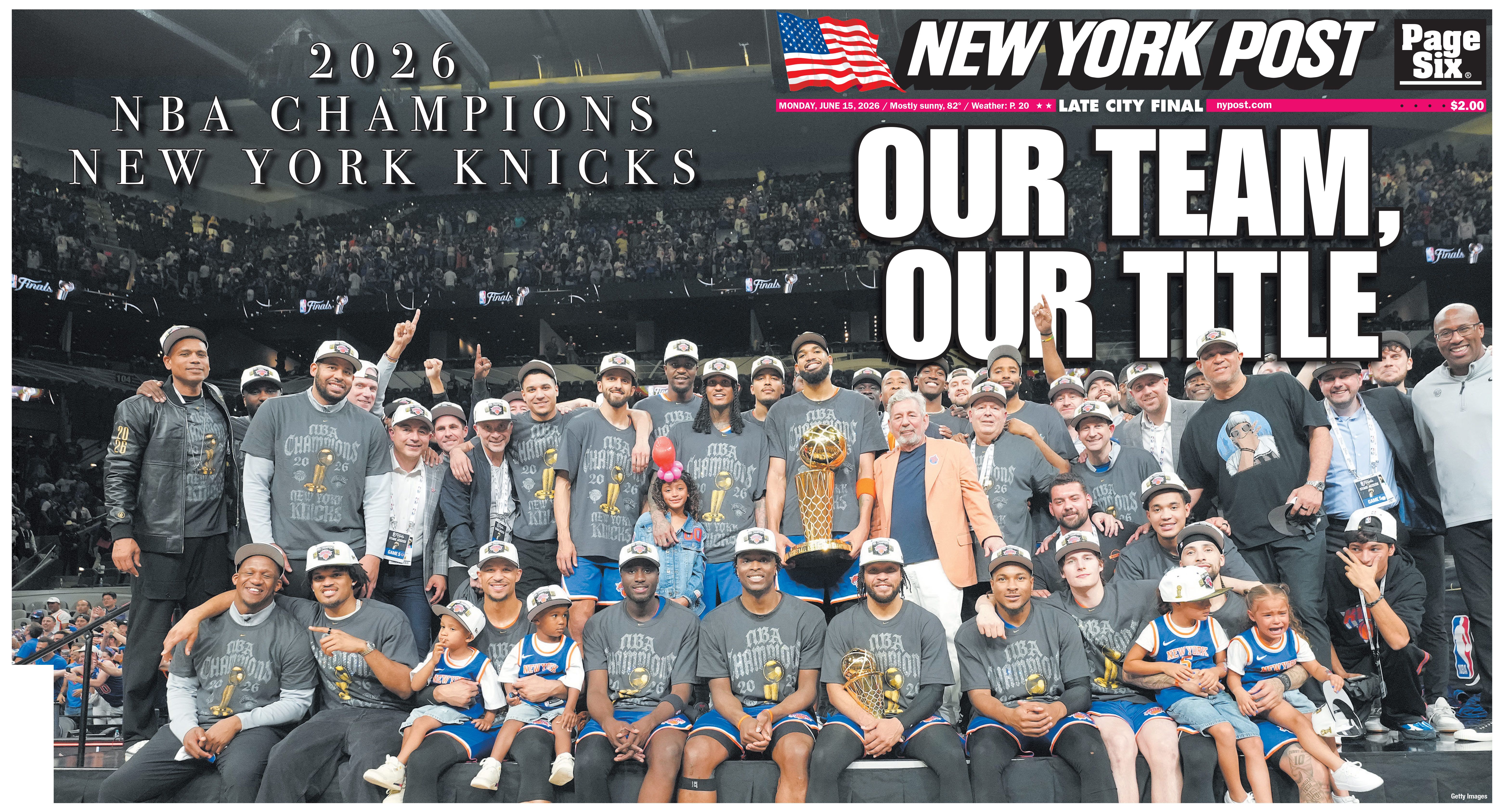 Today's New York Post cover, showing the team on a wide wrap