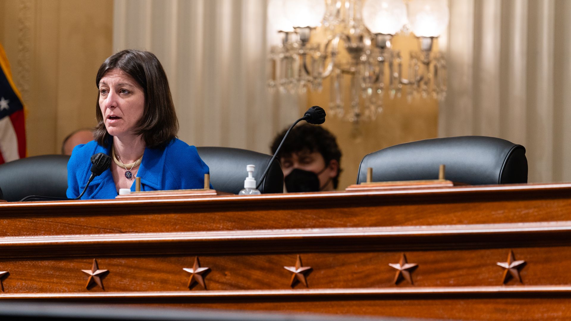 Rep. Elaine Luria is seen speaking during Monday night's meeting of the Jan. 6 committee.