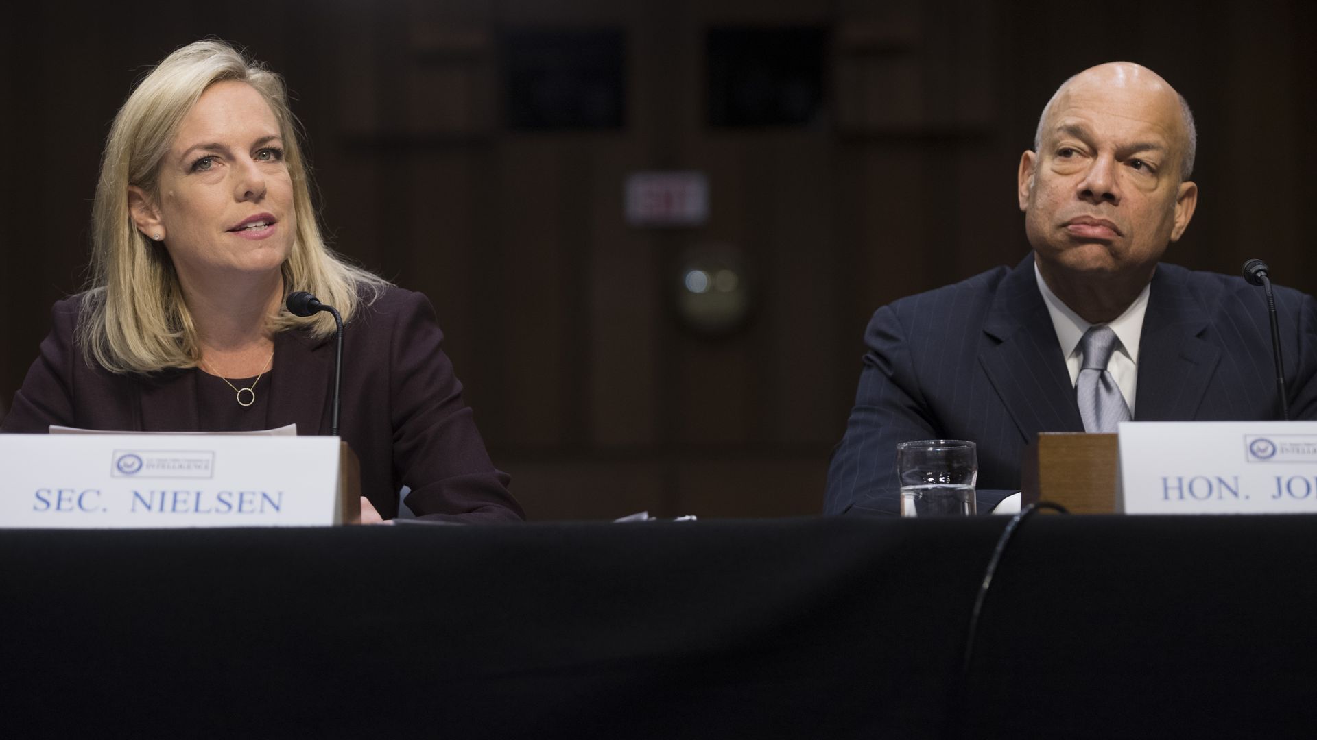 Sec. Nielsen and former Sec. Johnson.