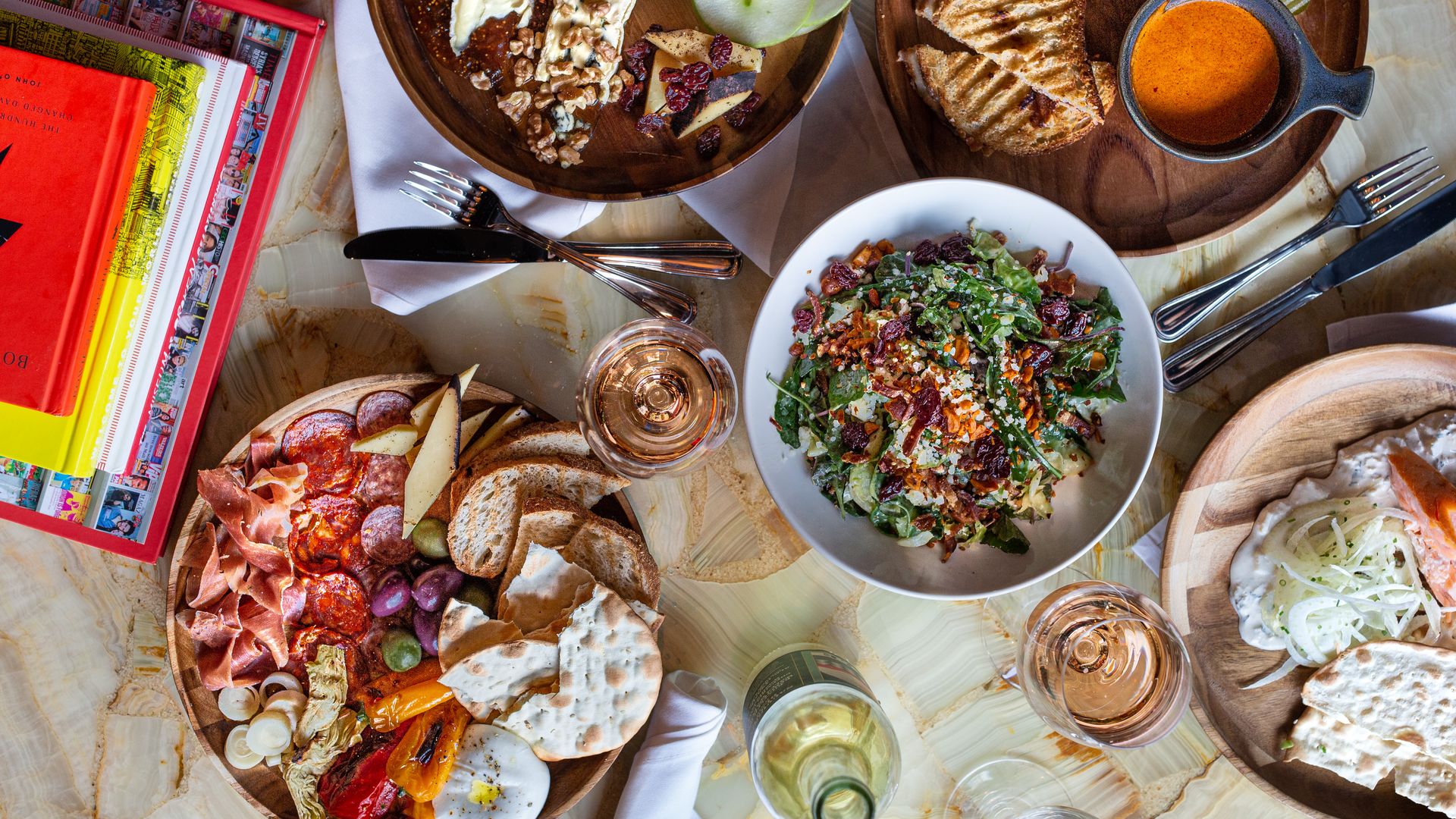 Food and wine on a table