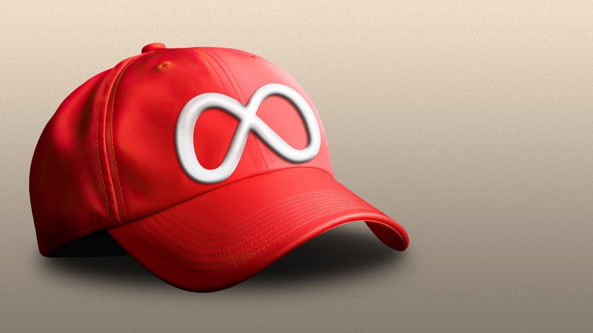 Illustration of a red MAGA-like hat with the Meta logo on it