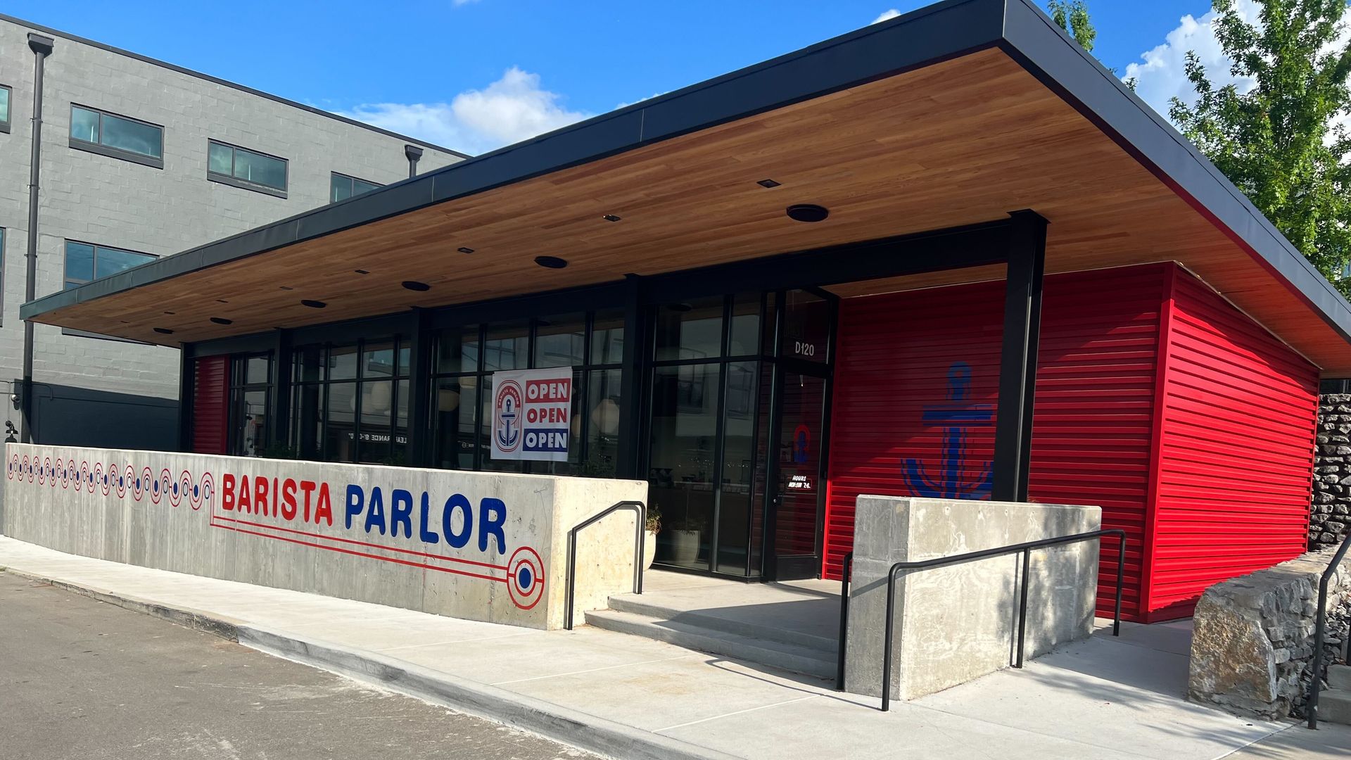 The exterior of the Barista Parlor in the Sylvan Supply development
