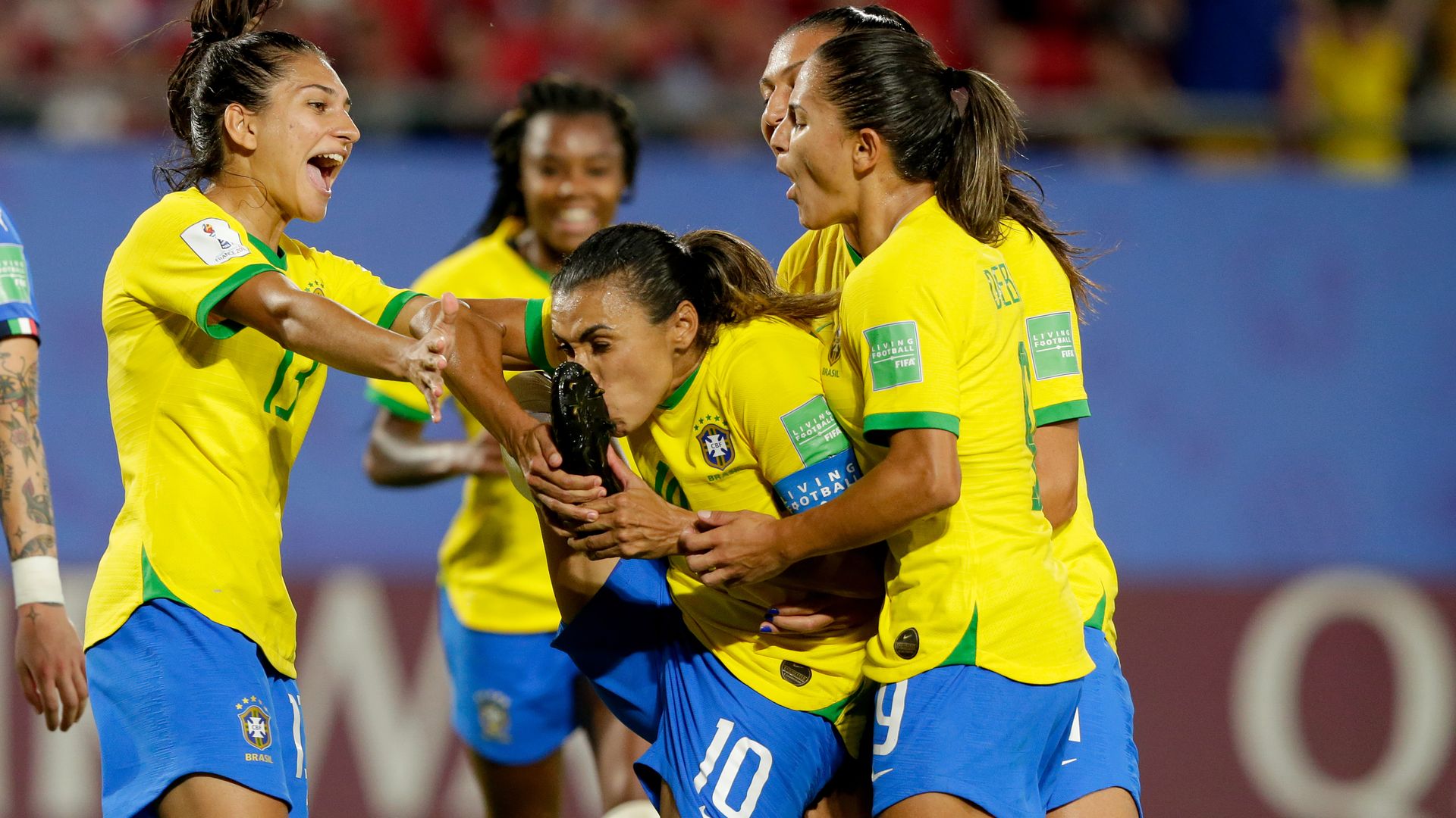 Marta kisses her boot