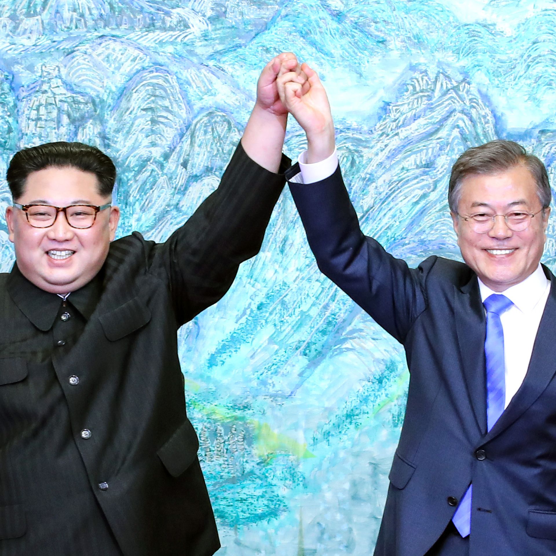 Kim Jong-un and Moon Jae-in at a summit in South Korea.