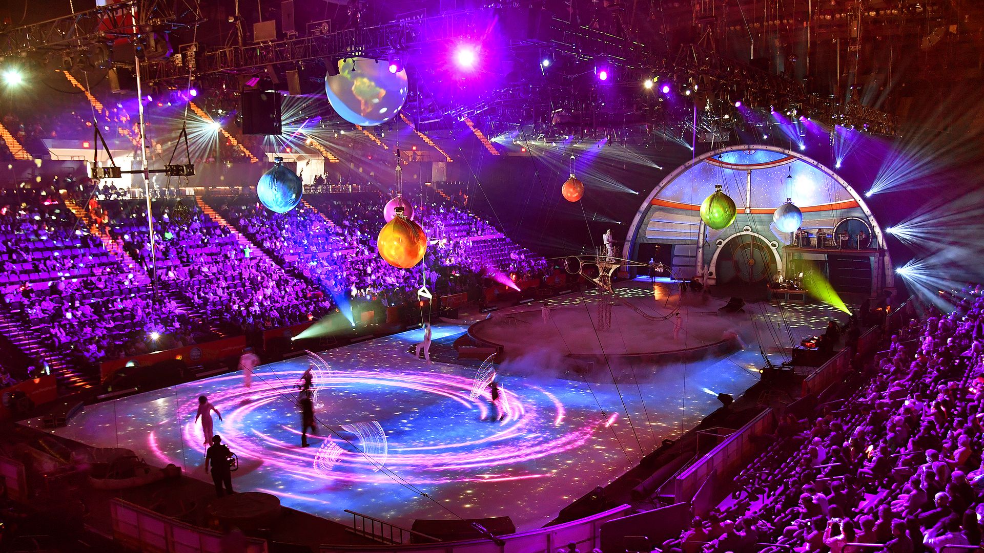 A space-themed Ringling Brothers circus performance.