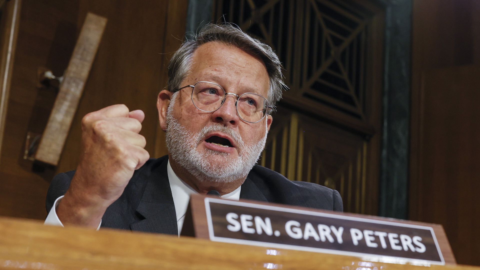 Senator Gary Peters (D-MI) questions a witness during the Senate Appropriations Committee hearing on the Special Diabetes Program on July 11, 2023 in Washington, DC. 