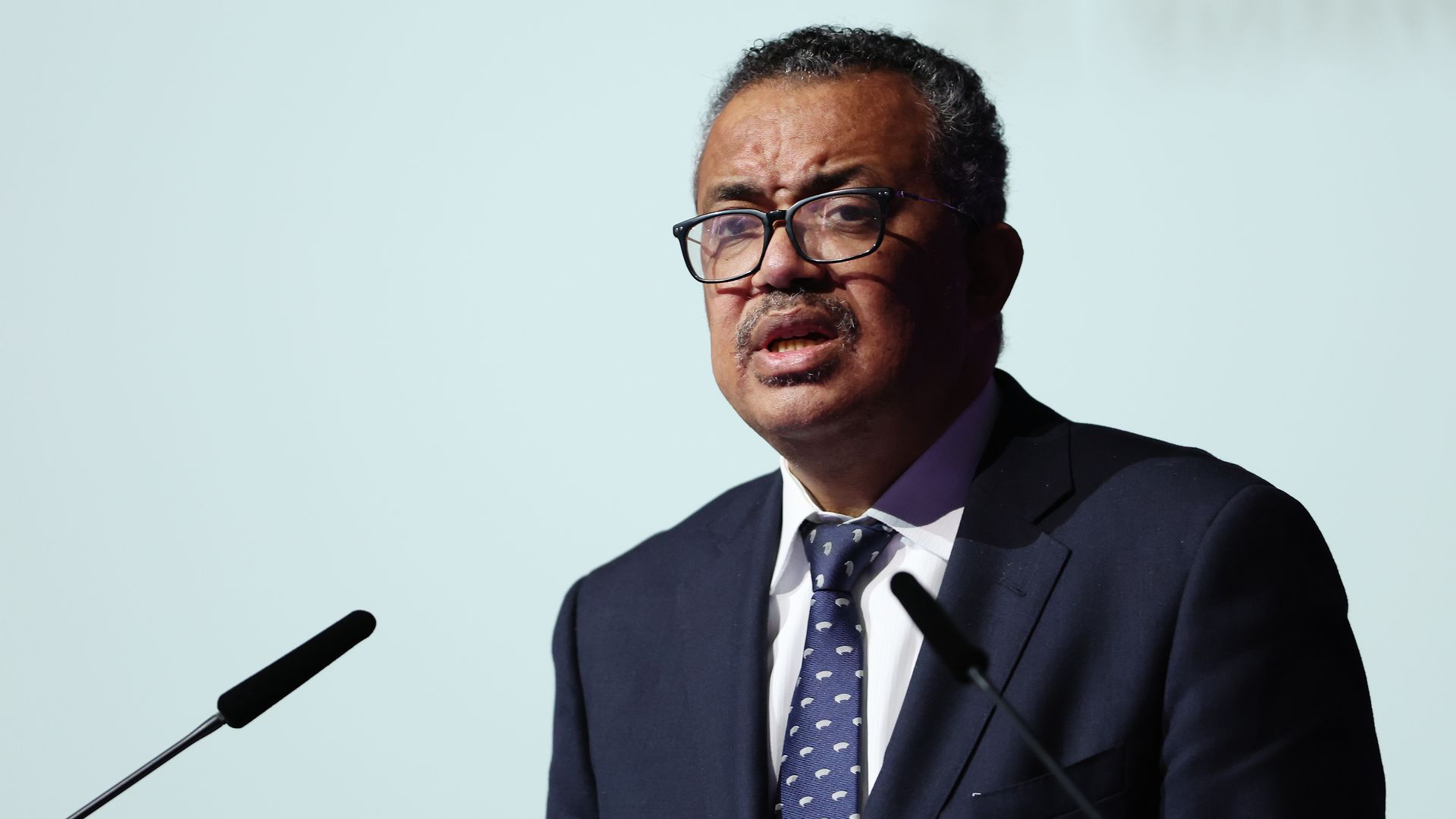 Dr Tedros Adhanom Ghebreyesus, World Health Organization Director-General talks during a FIFA meeting.