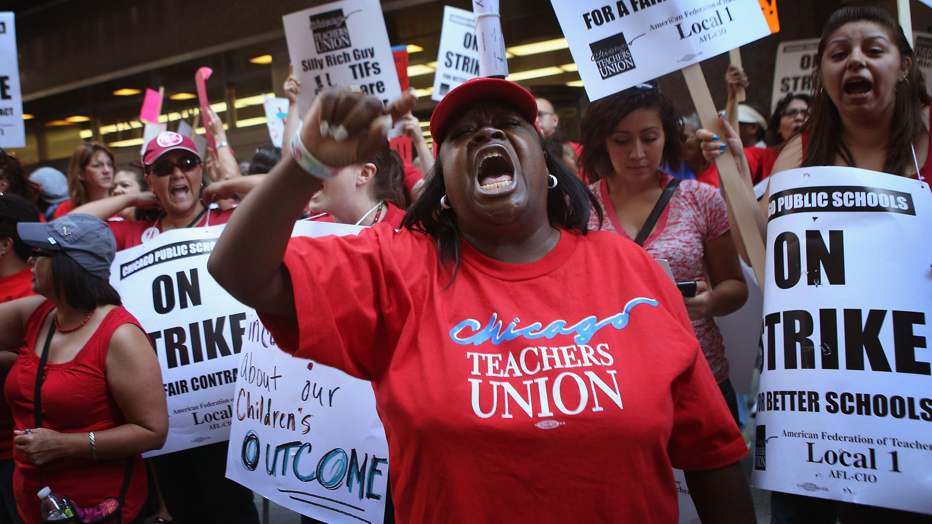 Teachers striking.