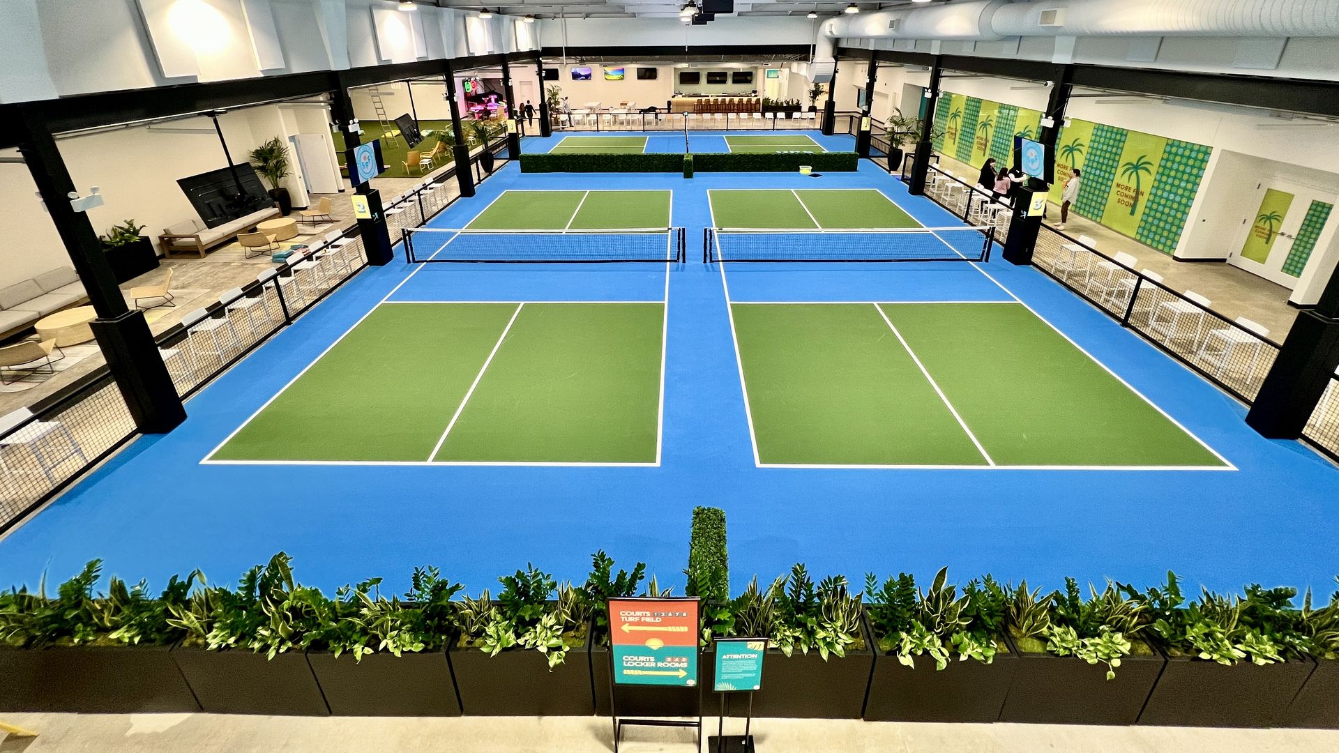 Image of the courts inside the newest and largest indoor pickleball facility in Chicago, located at Lincoln Park.