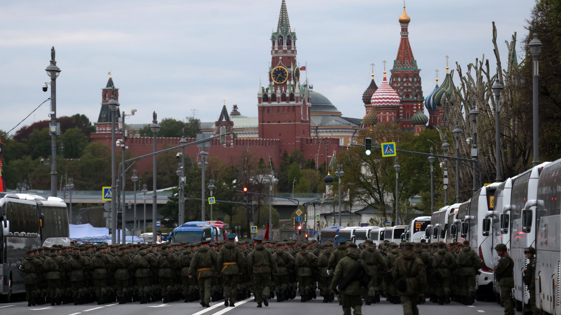 A Russian military parade in Moscow on May 2.
