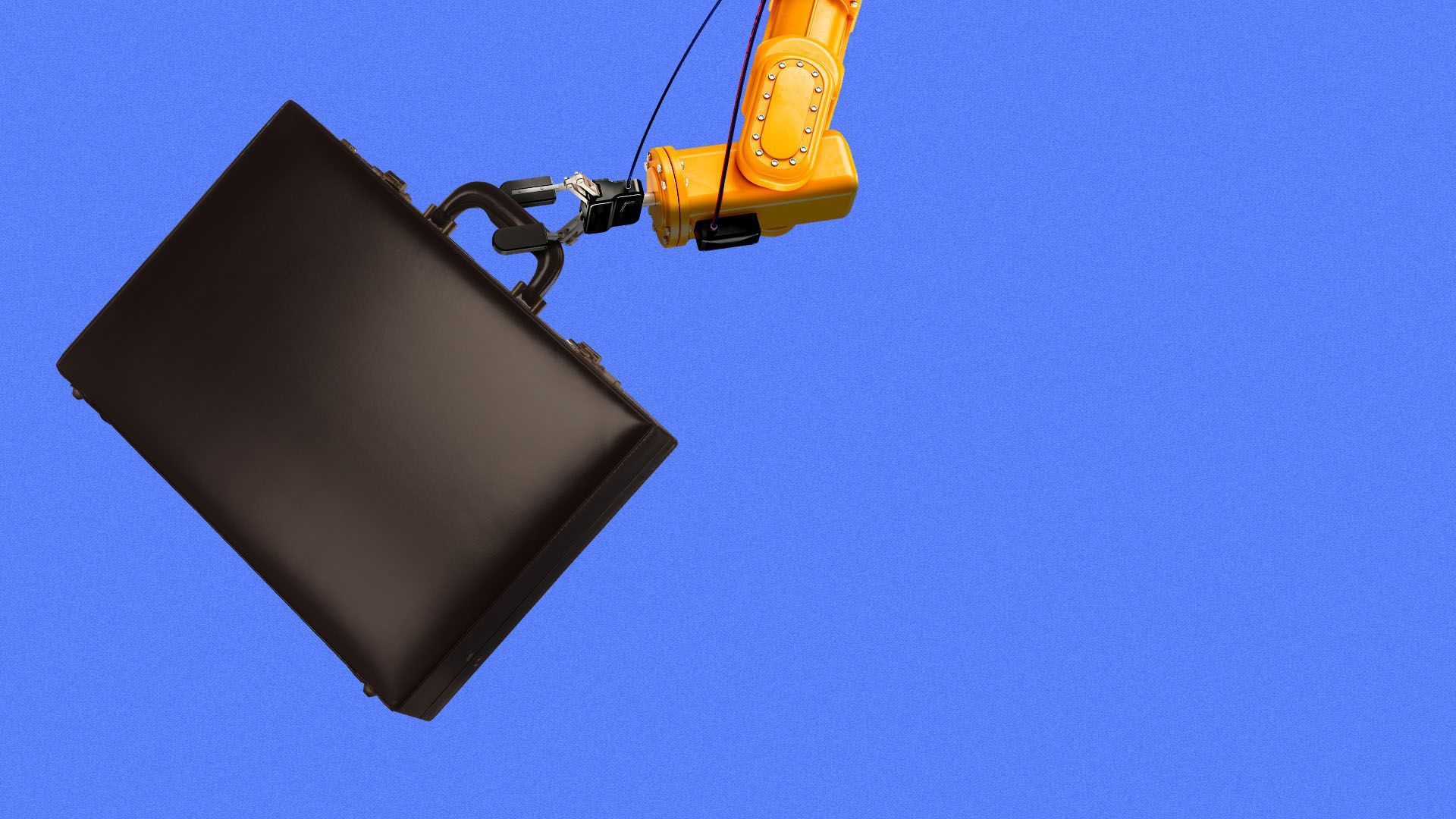 Illustration of a crane holding a suitcase.