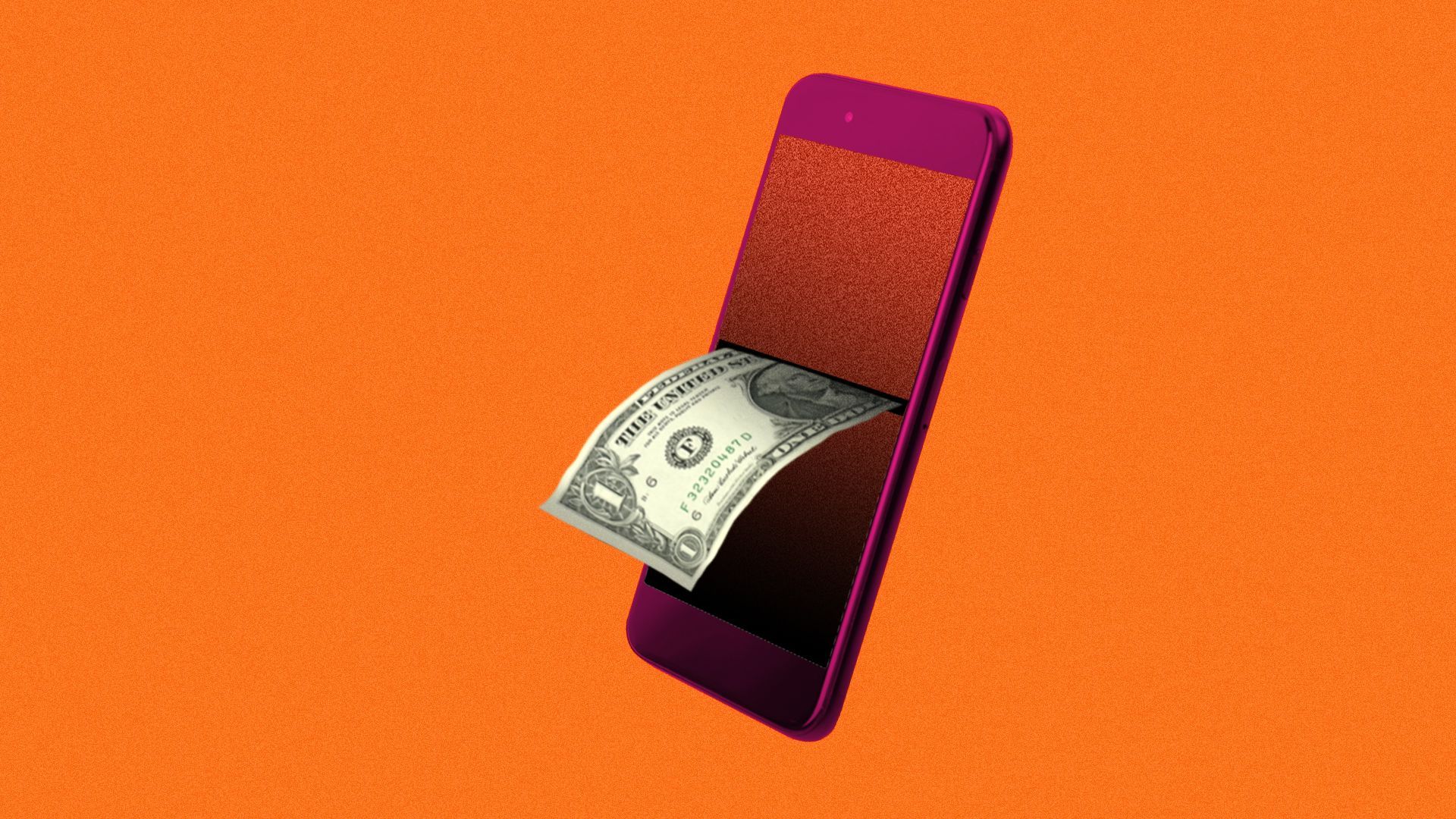 Illustration of a phone dispensing money.